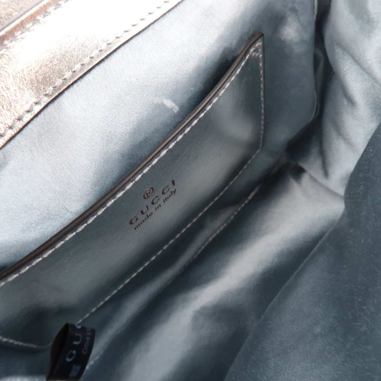 GUCCI GG Marmont Double Chain Leather Shoulder Bag Blue Aurora 739682