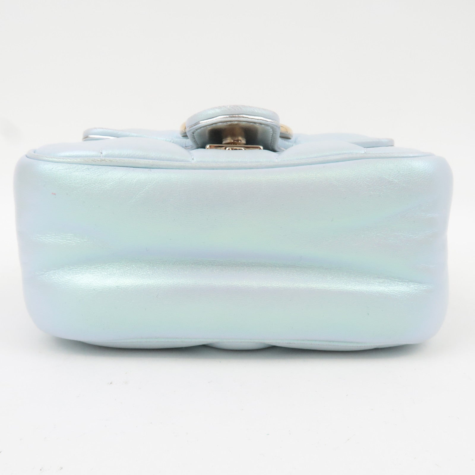 GUCCI GG Marmont Double Chain Leather Shoulder Bag Blue Aurora 739682