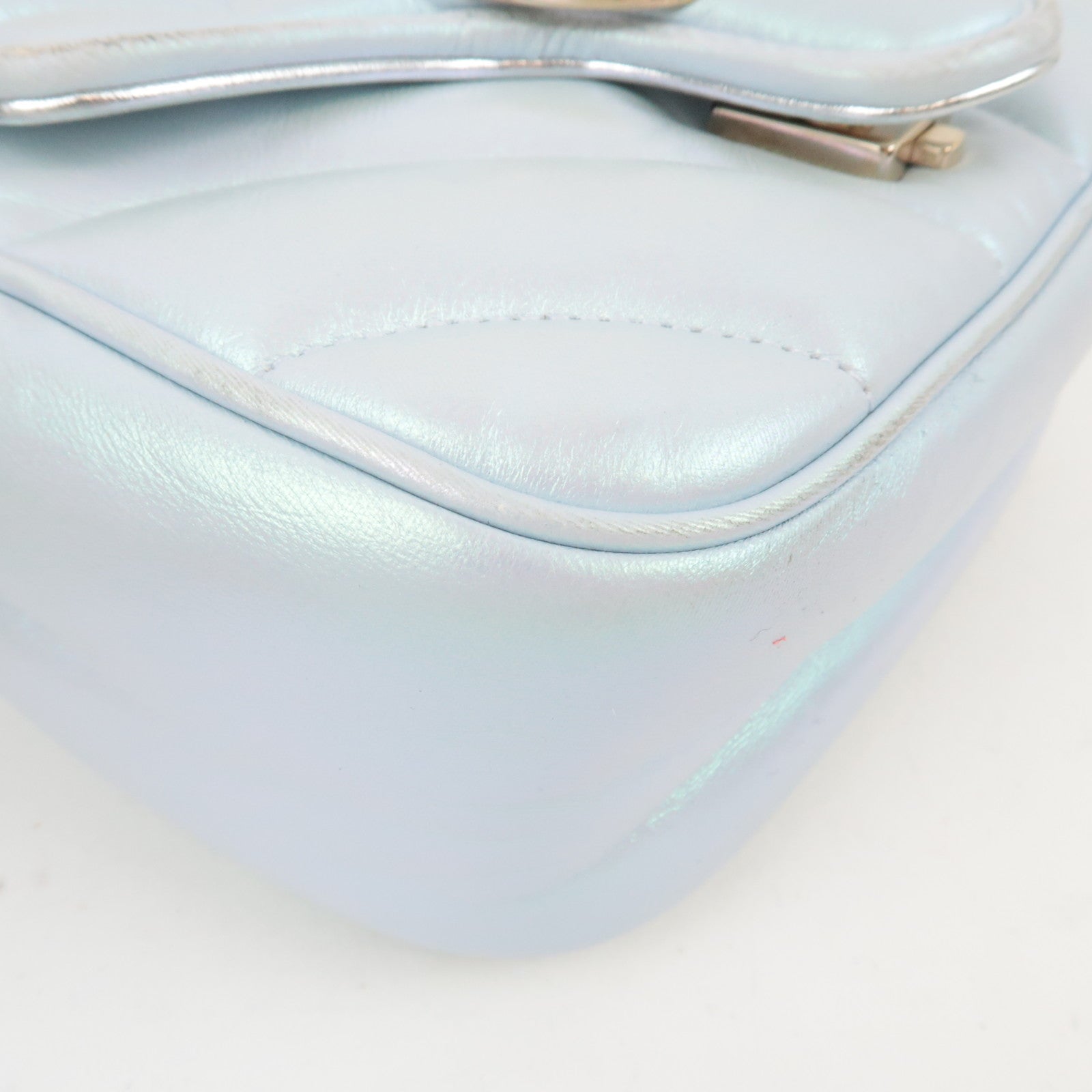 GUCCI GG Marmont Double Chain Leather Shoulder Bag Blue Aurora 739682