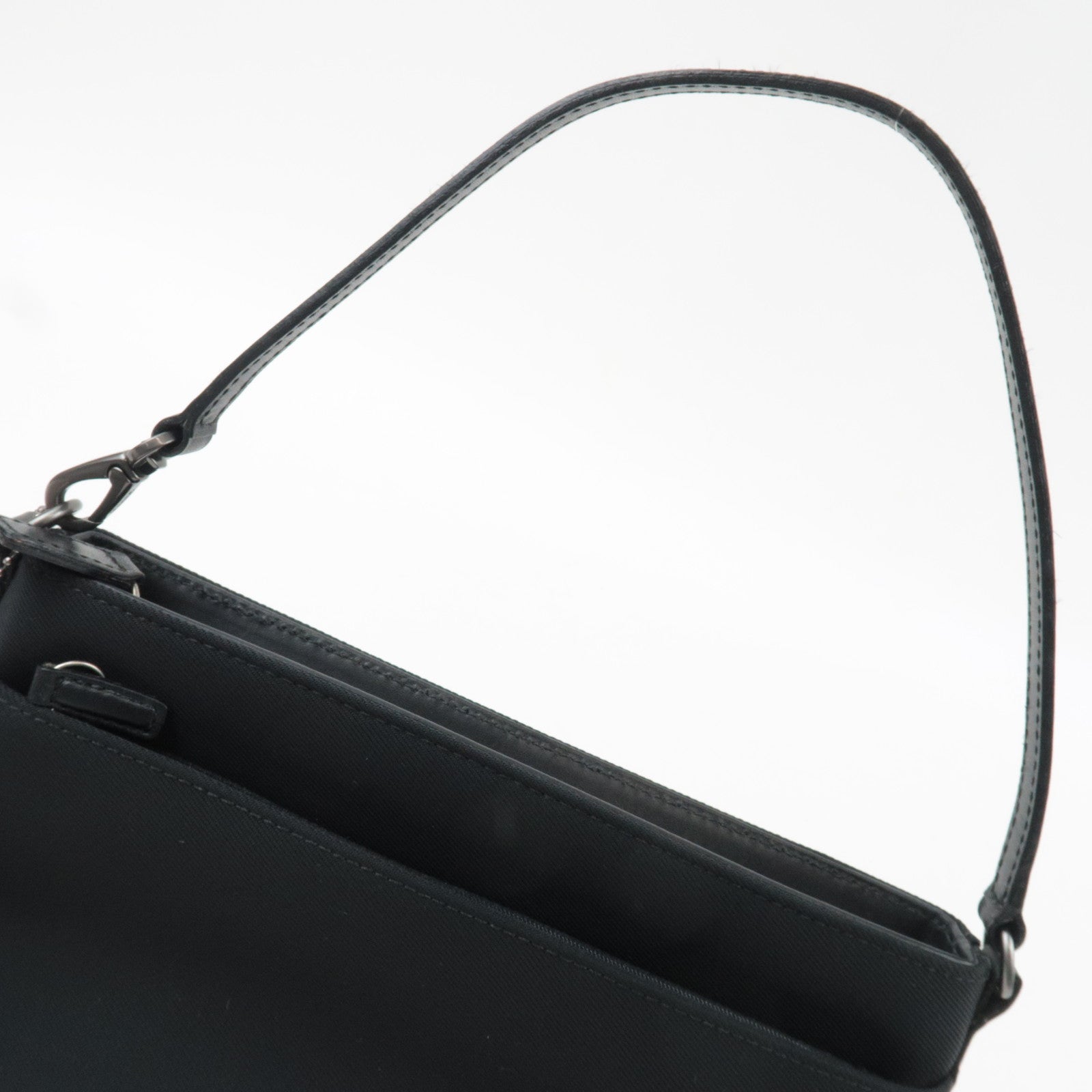 COACH Shoulder Bag Nylon Canvas Leather Black