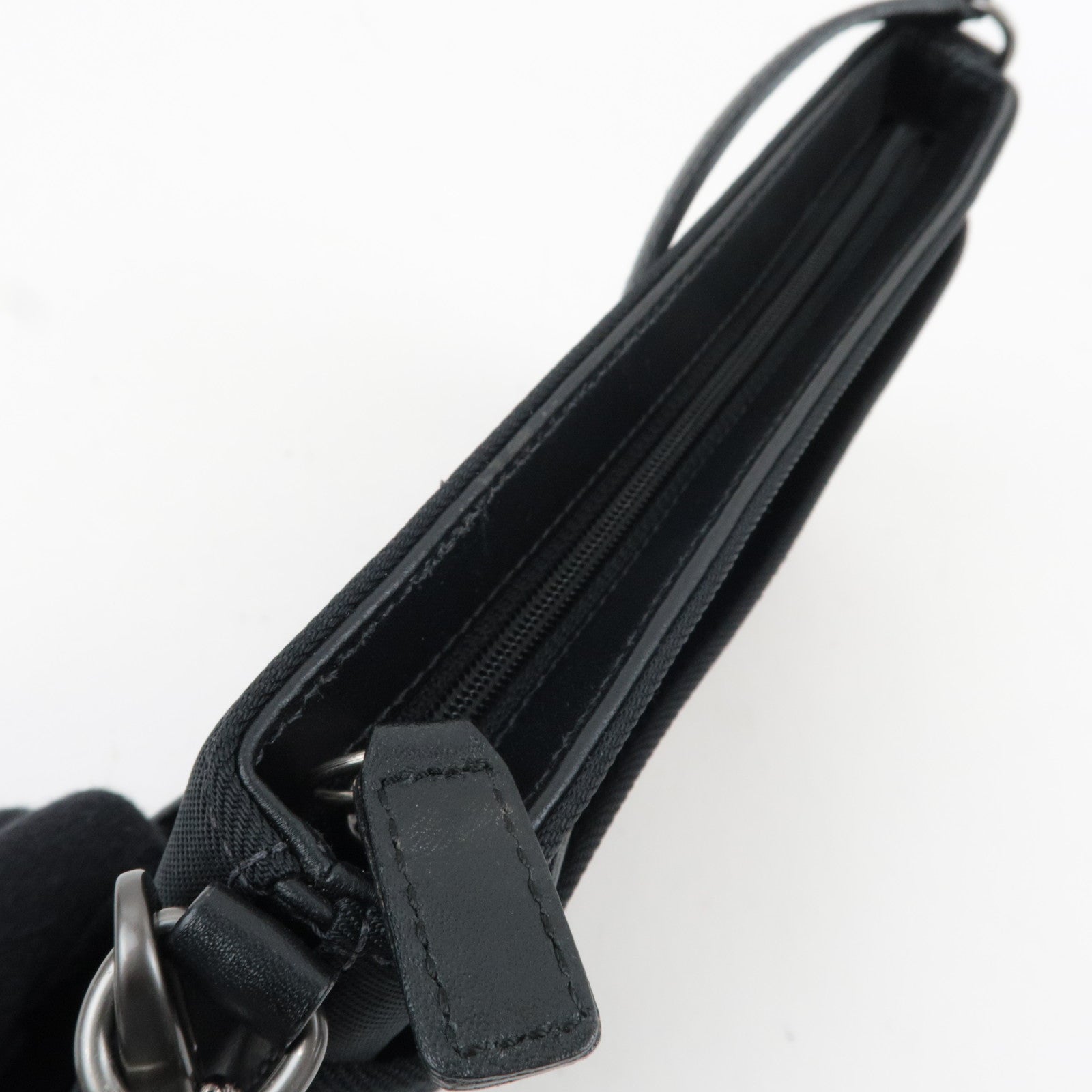 COACH Shoulder Bag Nylon Canvas Leather Black