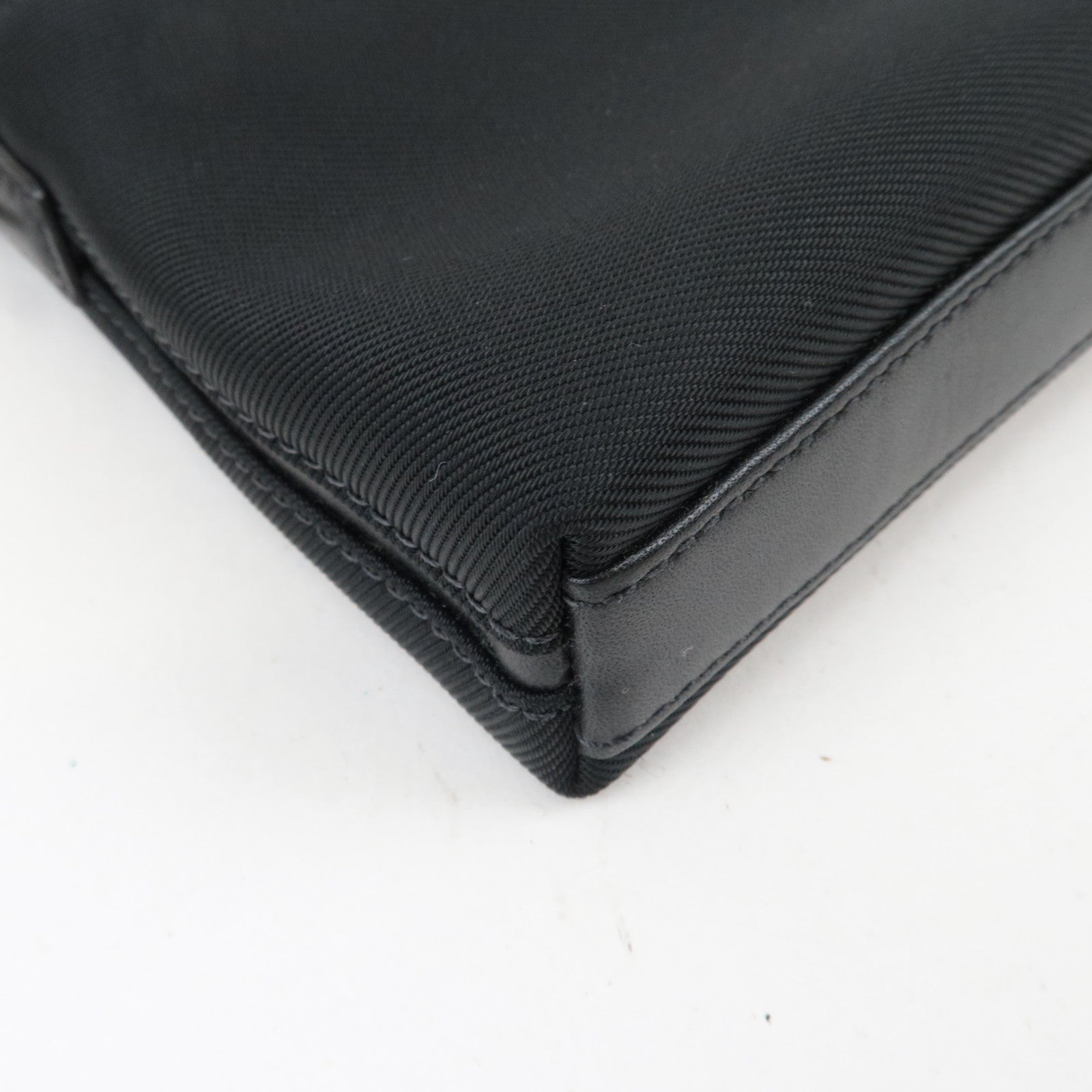 COACH Shoulder Bag Nylon Canvas Leather Black