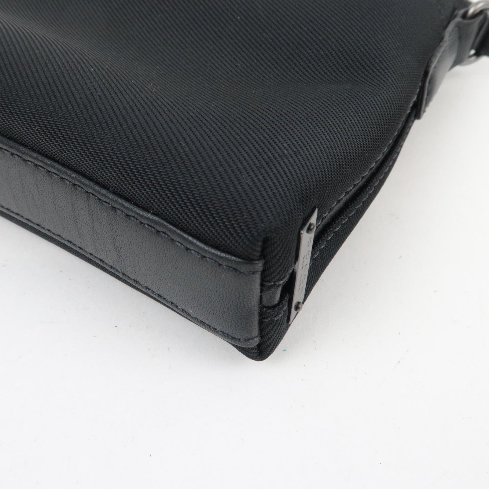 COACH Shoulder Bag Nylon Canvas Leather Black