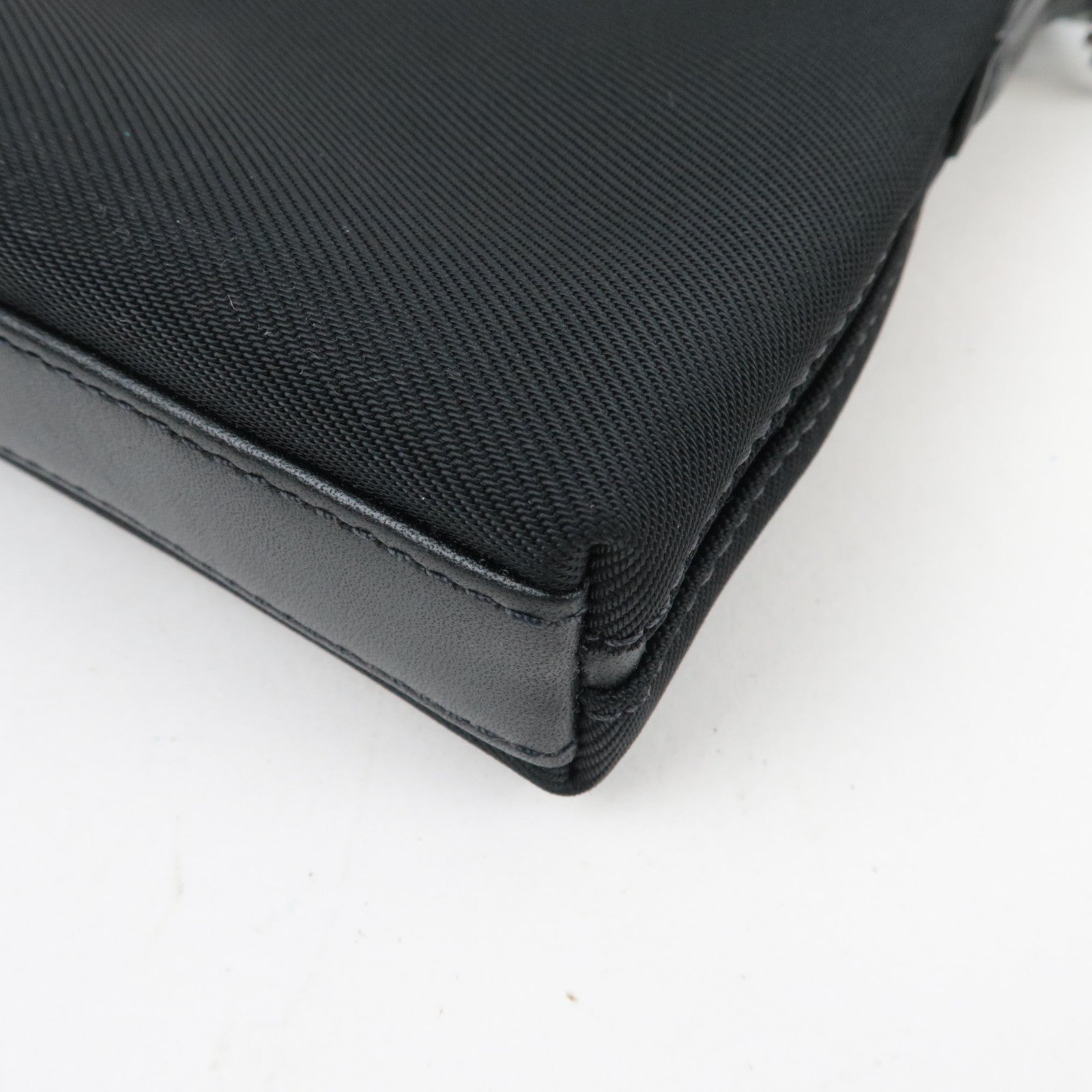 COACH Shoulder Bag Nylon Canvas Leather Black