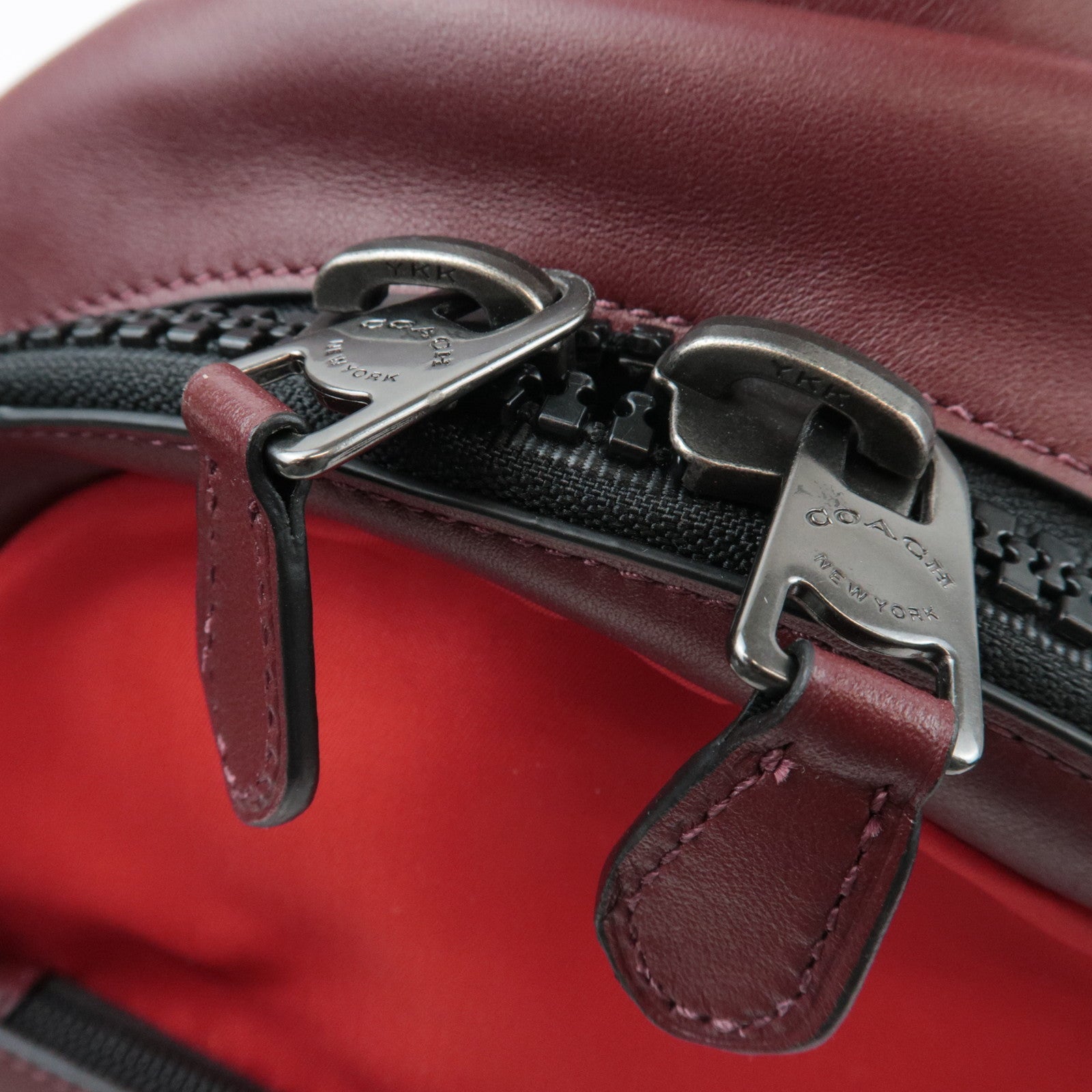 COACH Nylon Leather Body Bag Red Brown F59320