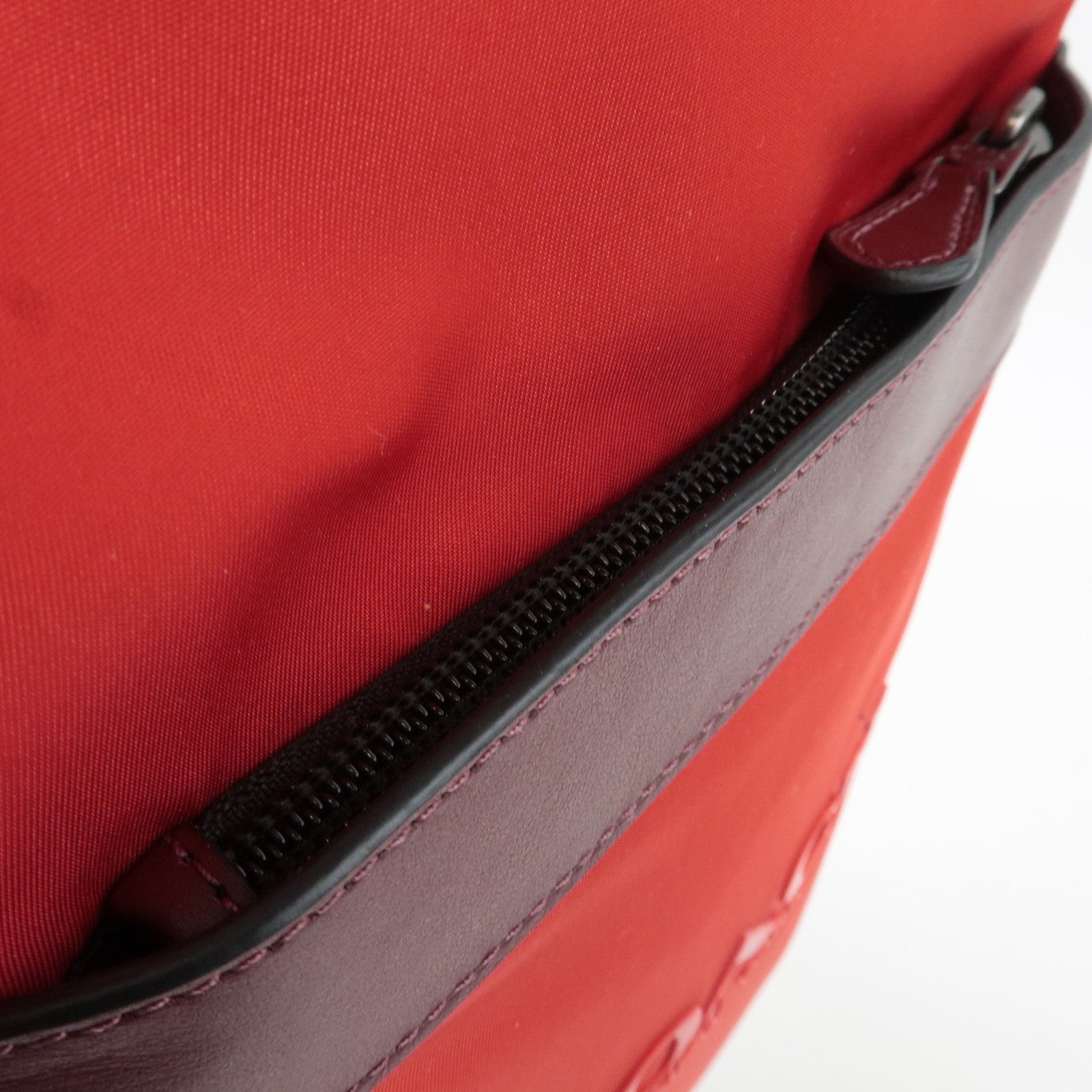 COACH Nylon Leather Body Bag Red Brown F59320