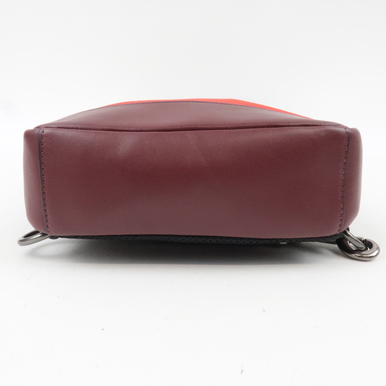 COACH Nylon Leather Body Bag Red Brown F59320