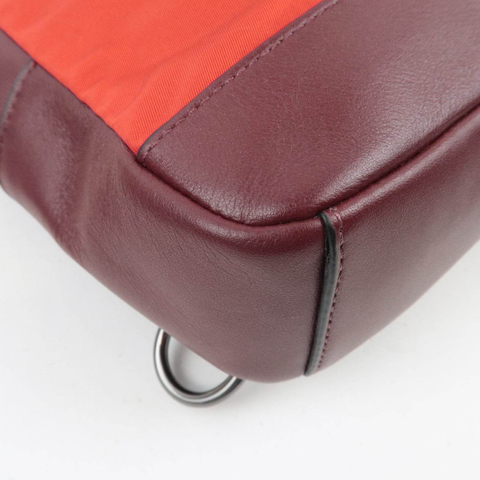 COACH Nylon Leather Body Bag Red Brown F59320