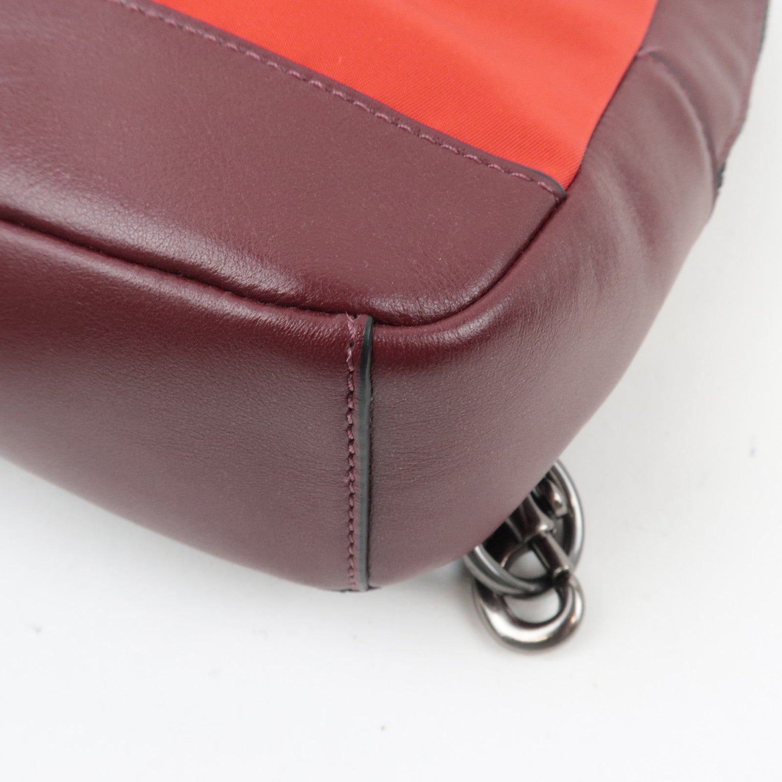 COACH Nylon Leather Body Bag Red Brown F59320