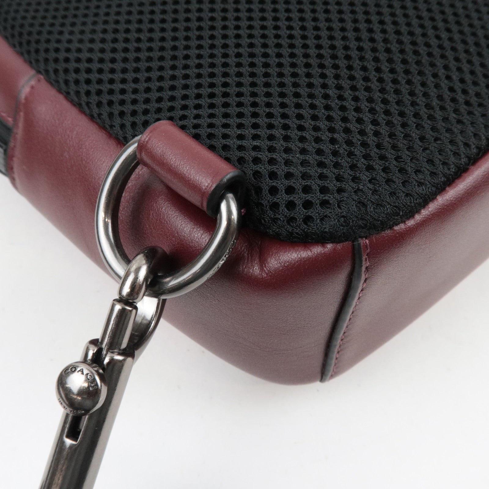 COACH Nylon Leather Body Bag Red Brown F59320