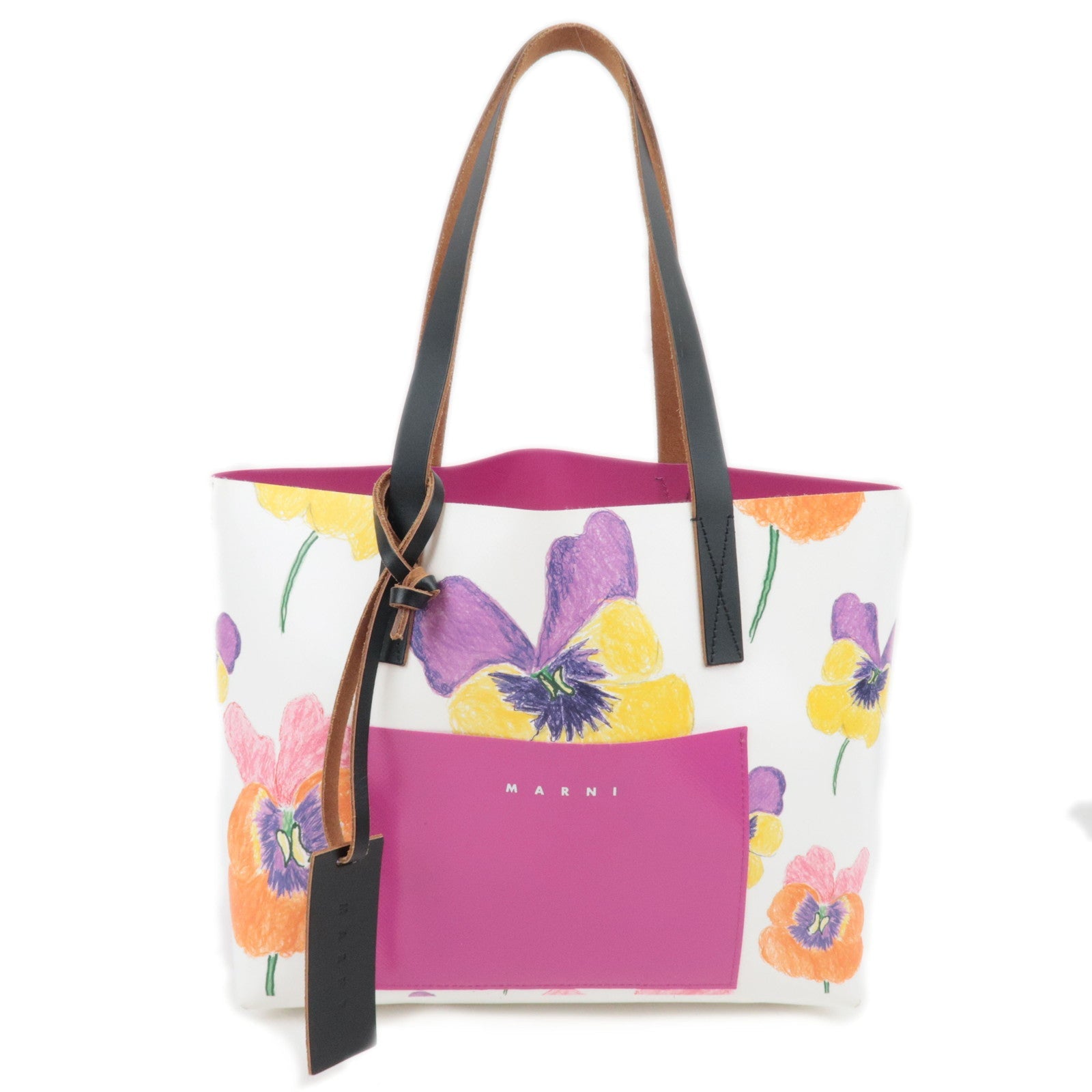 MARNI Flower Print PVC Leather Tote Bag Multicolor83164