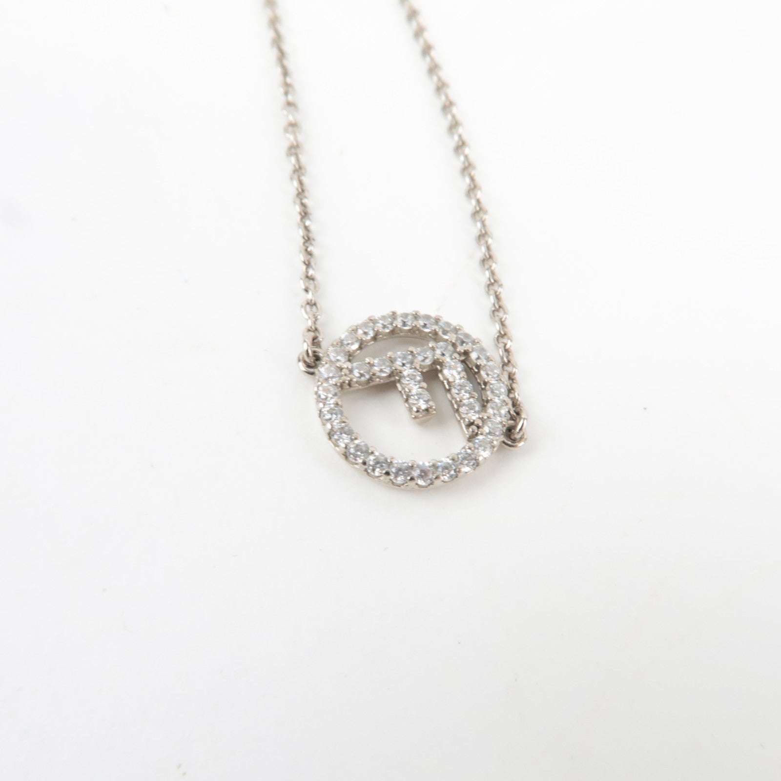 FENDI F Is Fendi Brass Zirconia Stone Bracelet Silver *Box