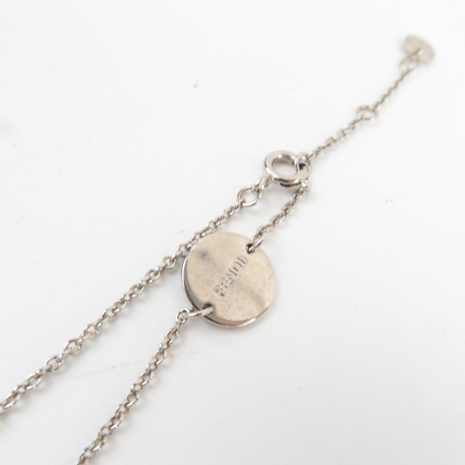 FENDI F Is Fendi Brass Zirconia Stone Bracelet Silver *Box