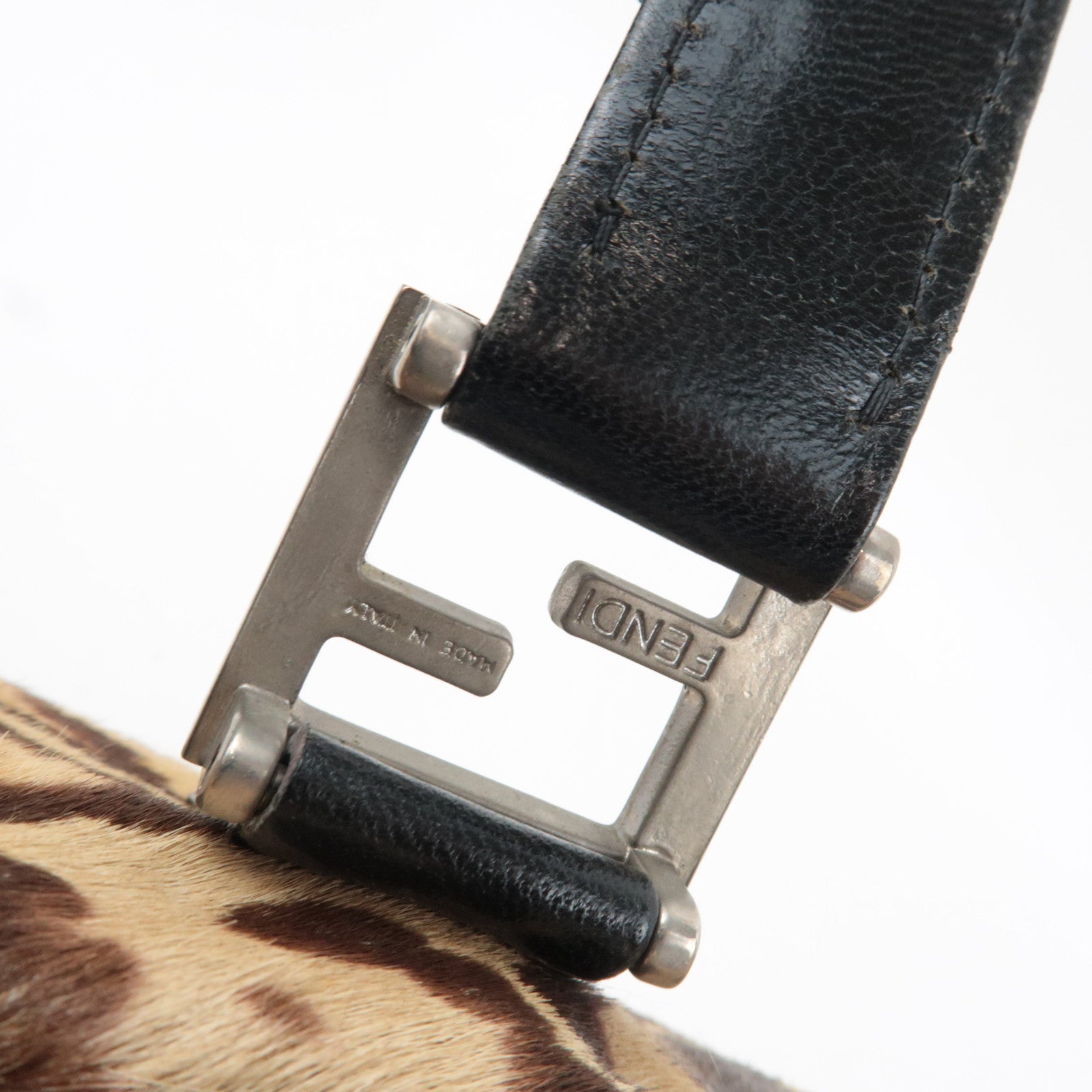 FENDI Leopard Print Calf Leather Handbag 26329