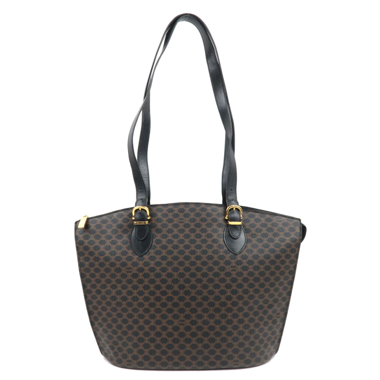 CELINE Macadam Shoulder Tote Bag PVC Leather Black Brown83249