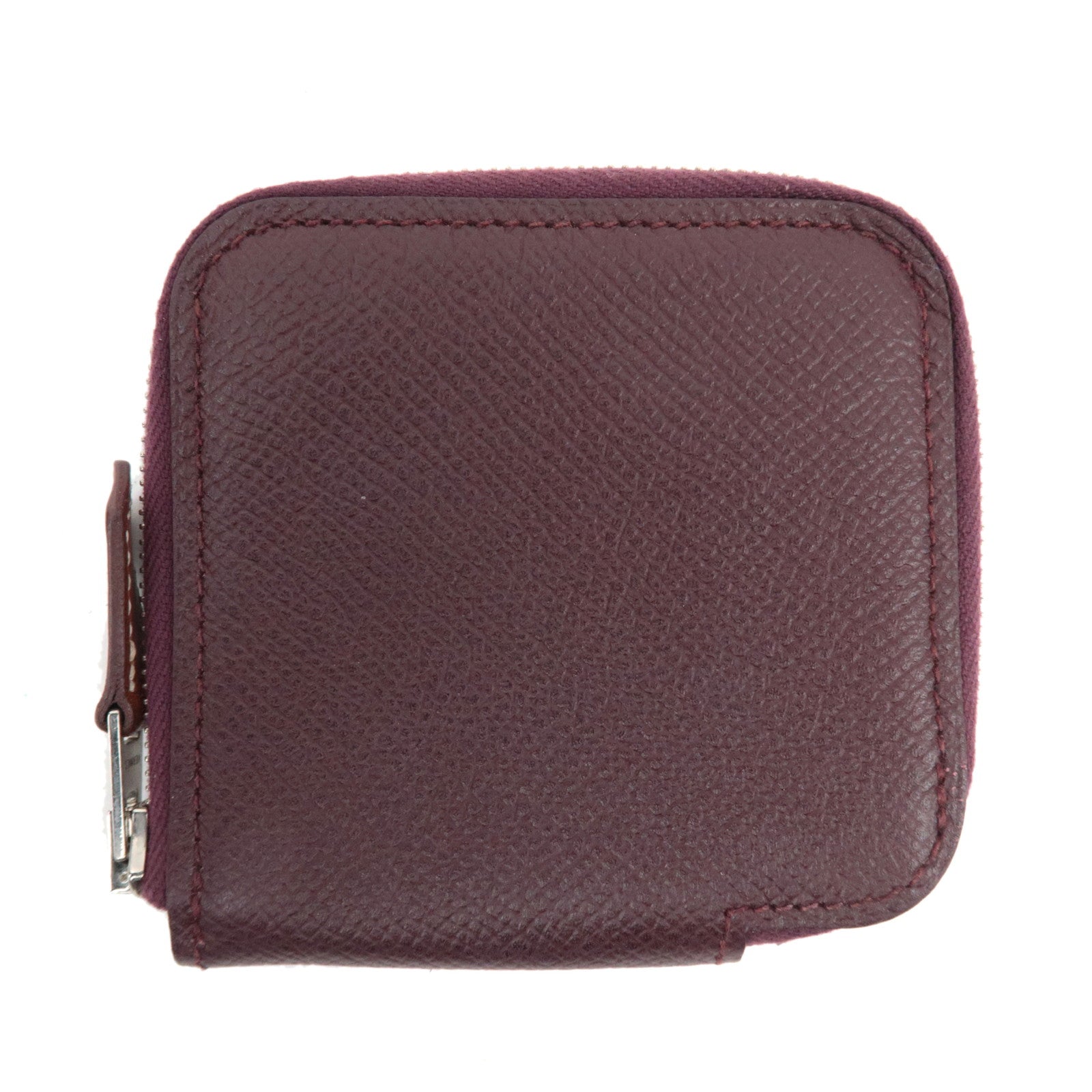 HERMES Azap Compact Mini Silkin Wallet A Stamp (2017) Epsom Bordeaux83251