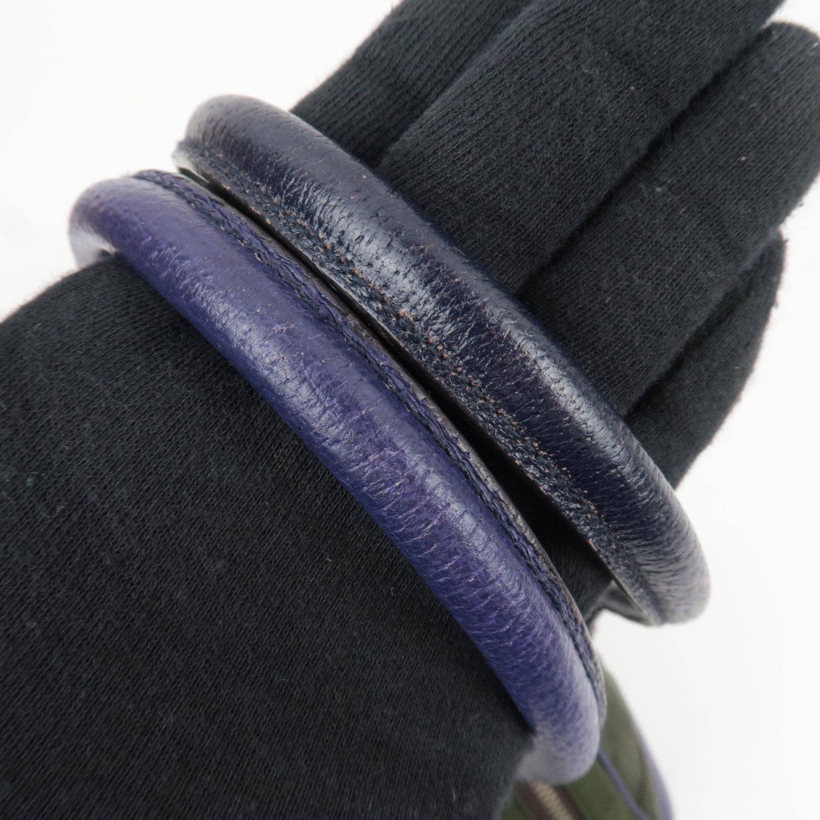 PRADA Nylon Leather Shoulder Bag Khaki Purple B10746 *G card