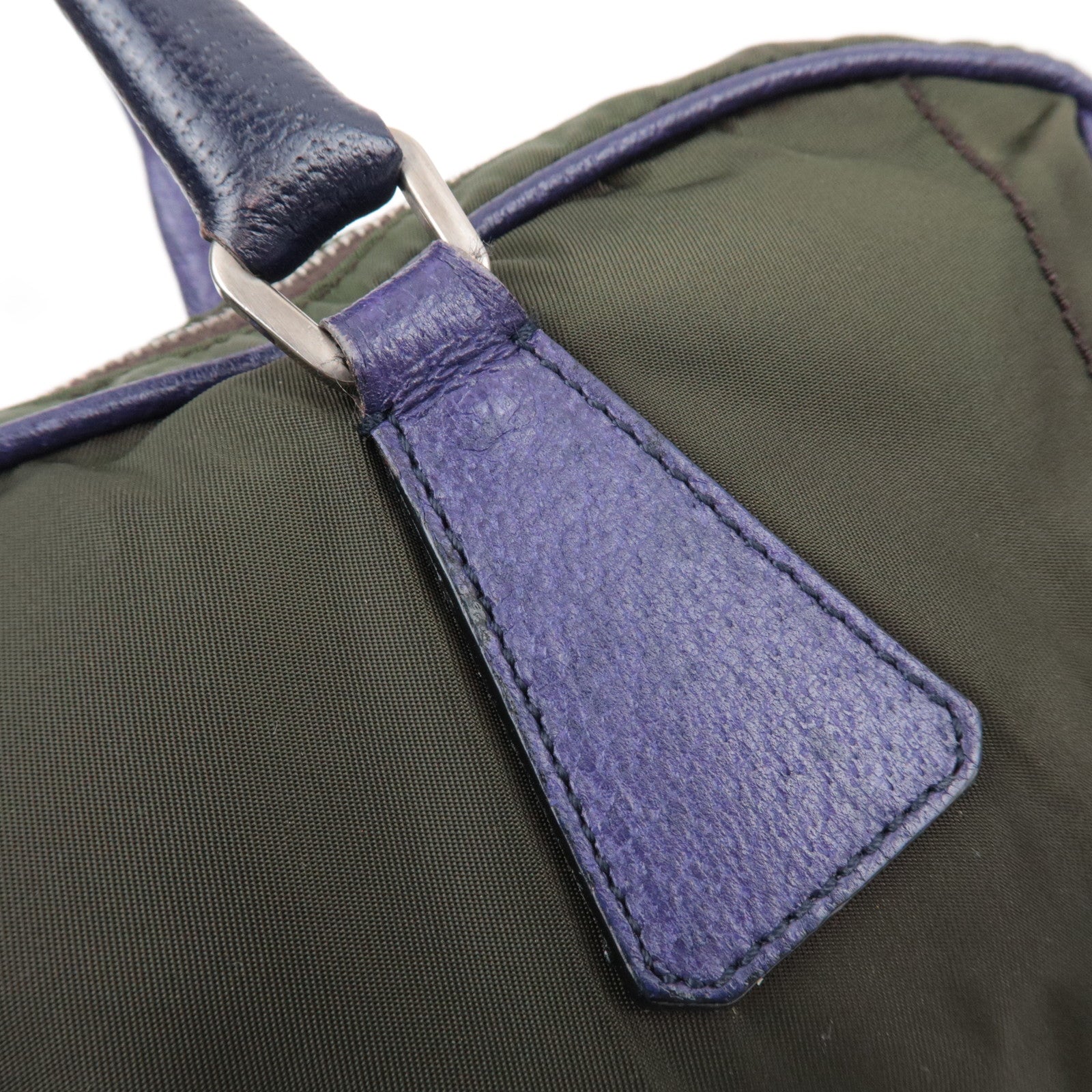 PRADA Nylon Leather Shoulder Bag Khaki Purple B10746 *G card