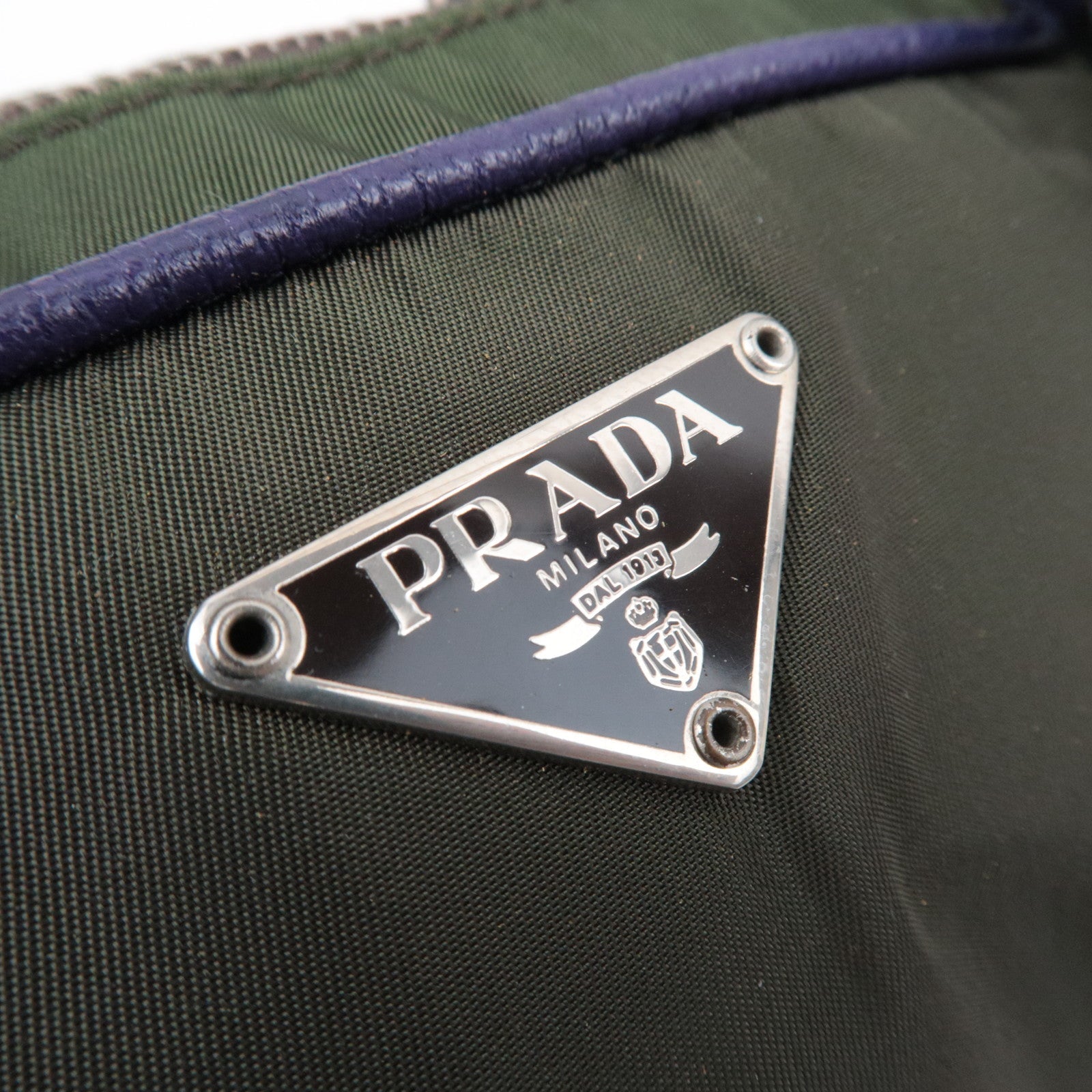 PRADA Nylon Leather Shoulder Bag Khaki Purple B10746 *G card