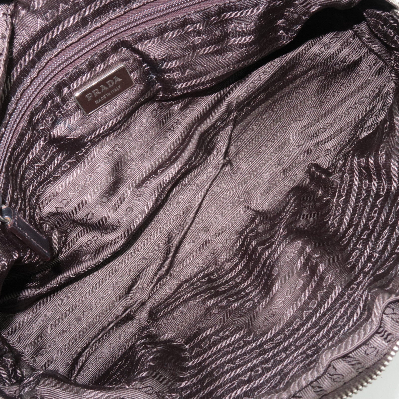 PRADA Nylon Leather Shoulder Bag Khaki Purple B10746 *G card