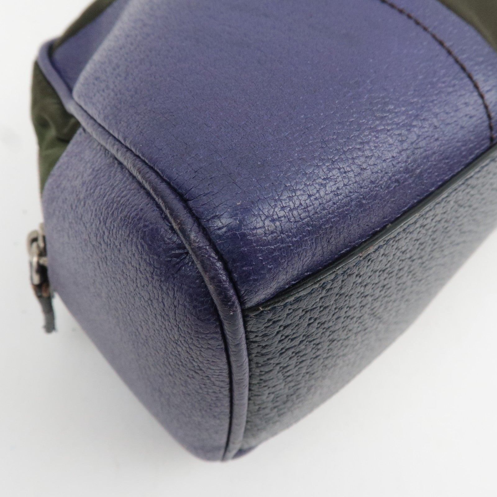 PRADA Nylon Leather Shoulder Bag Khaki Purple B10746 *G card