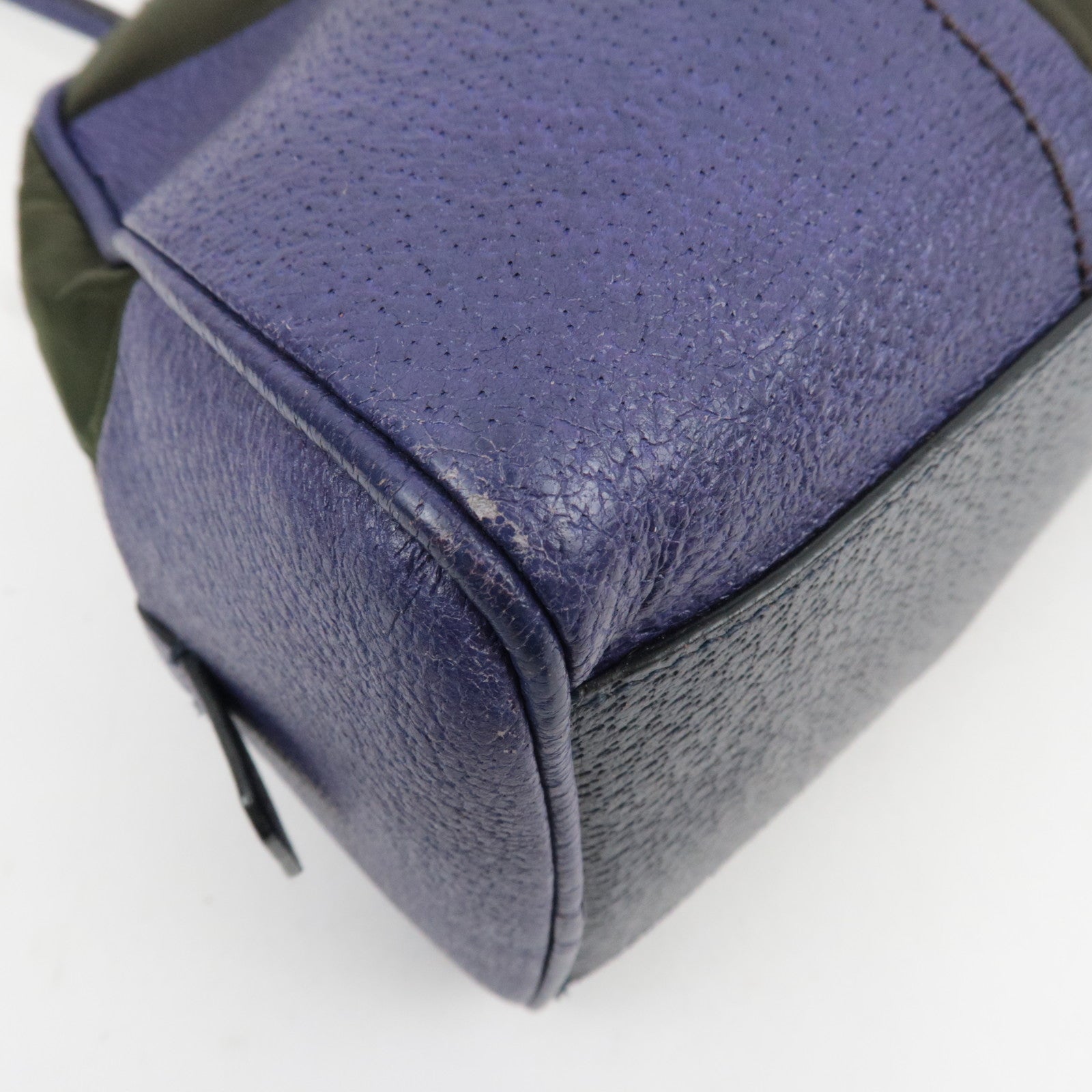 PRADA Nylon Leather Shoulder Bag Khaki Purple B10746 *G card