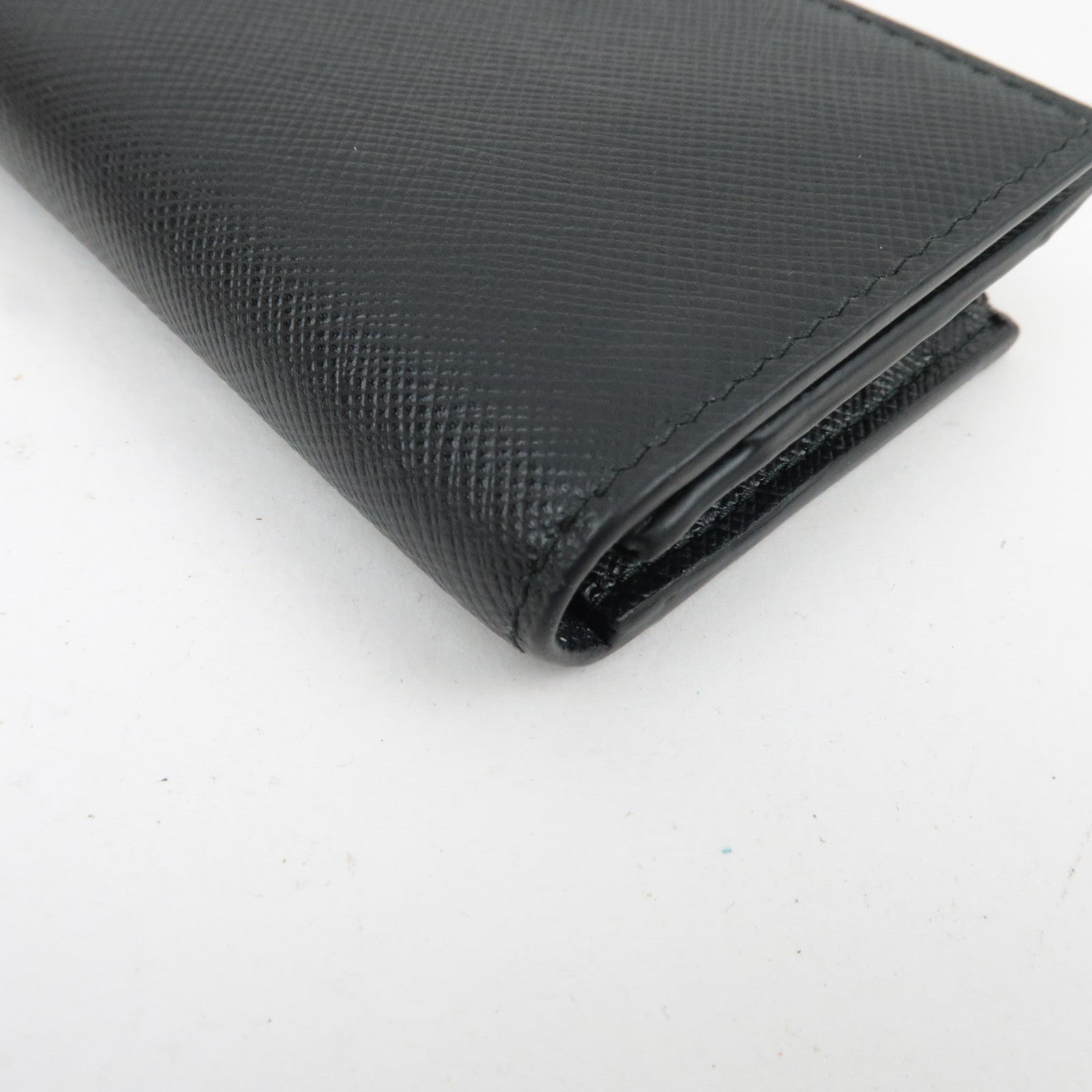 PRADA Logo Leather Card Case Black Navy 2MC122 *G card