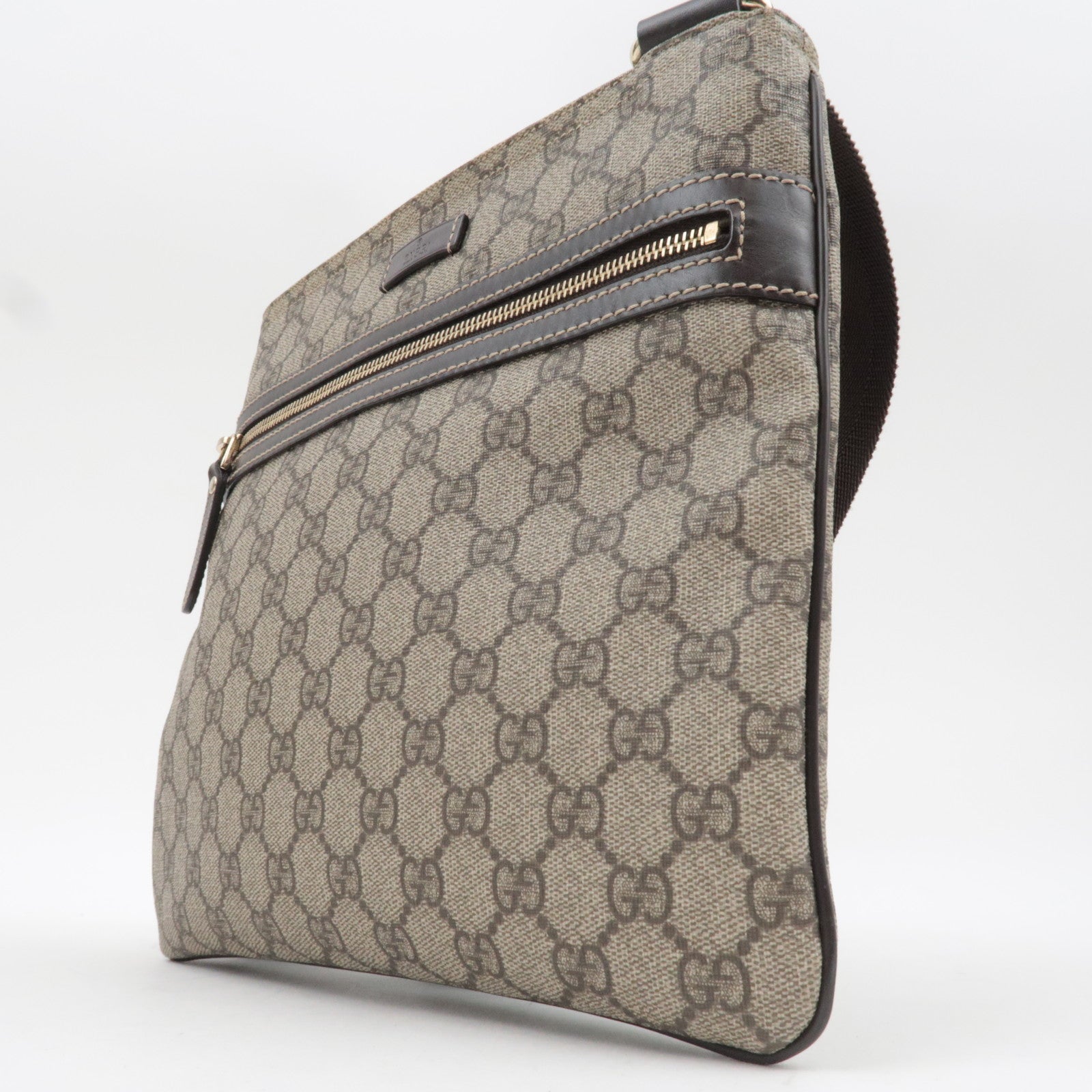 GUCCI Shoulder Bag GG Supreme Leather Beige Brown 295257