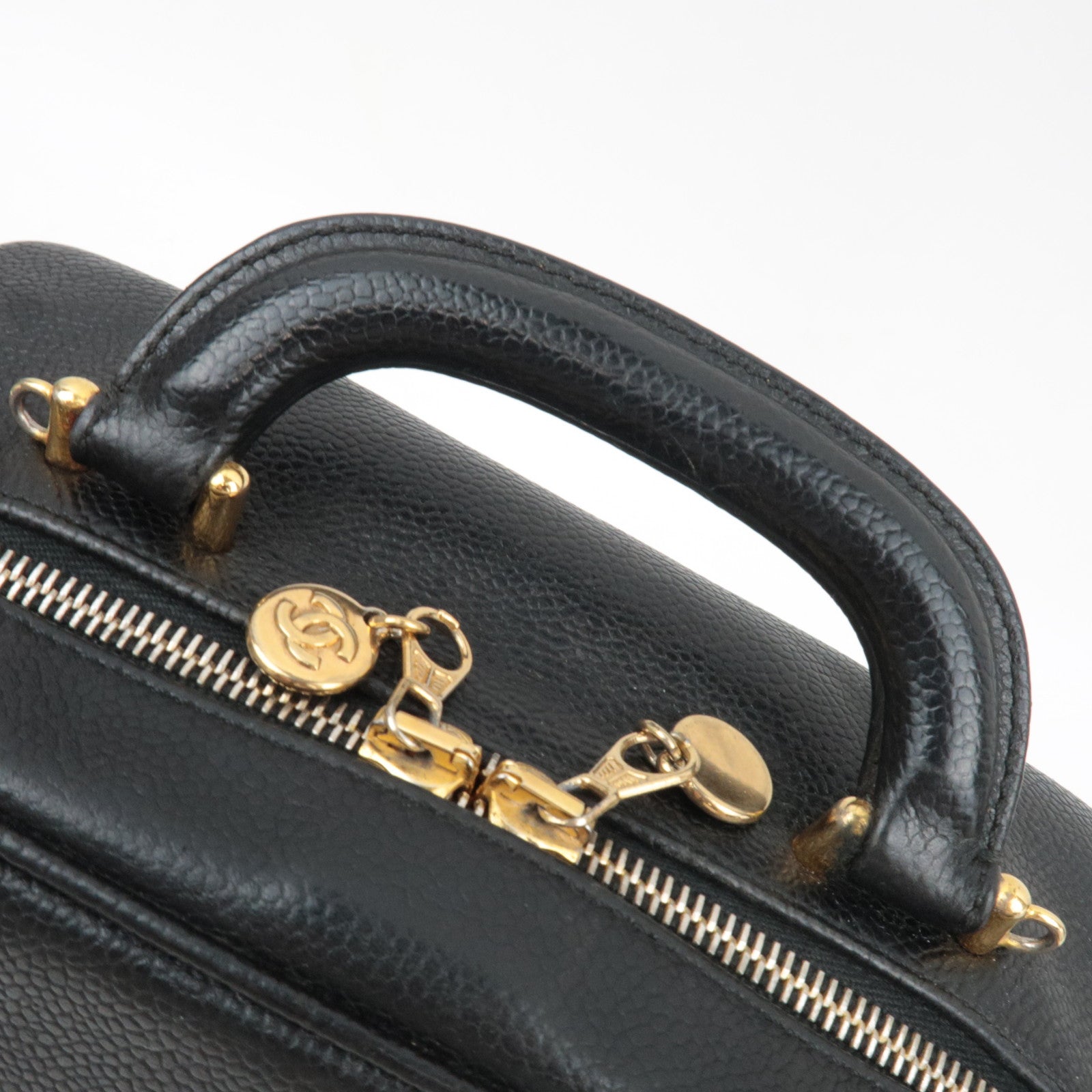 CHANEL Cocomark 2Way Vanity Bag Caviarskin Black Gold HDW *Strap