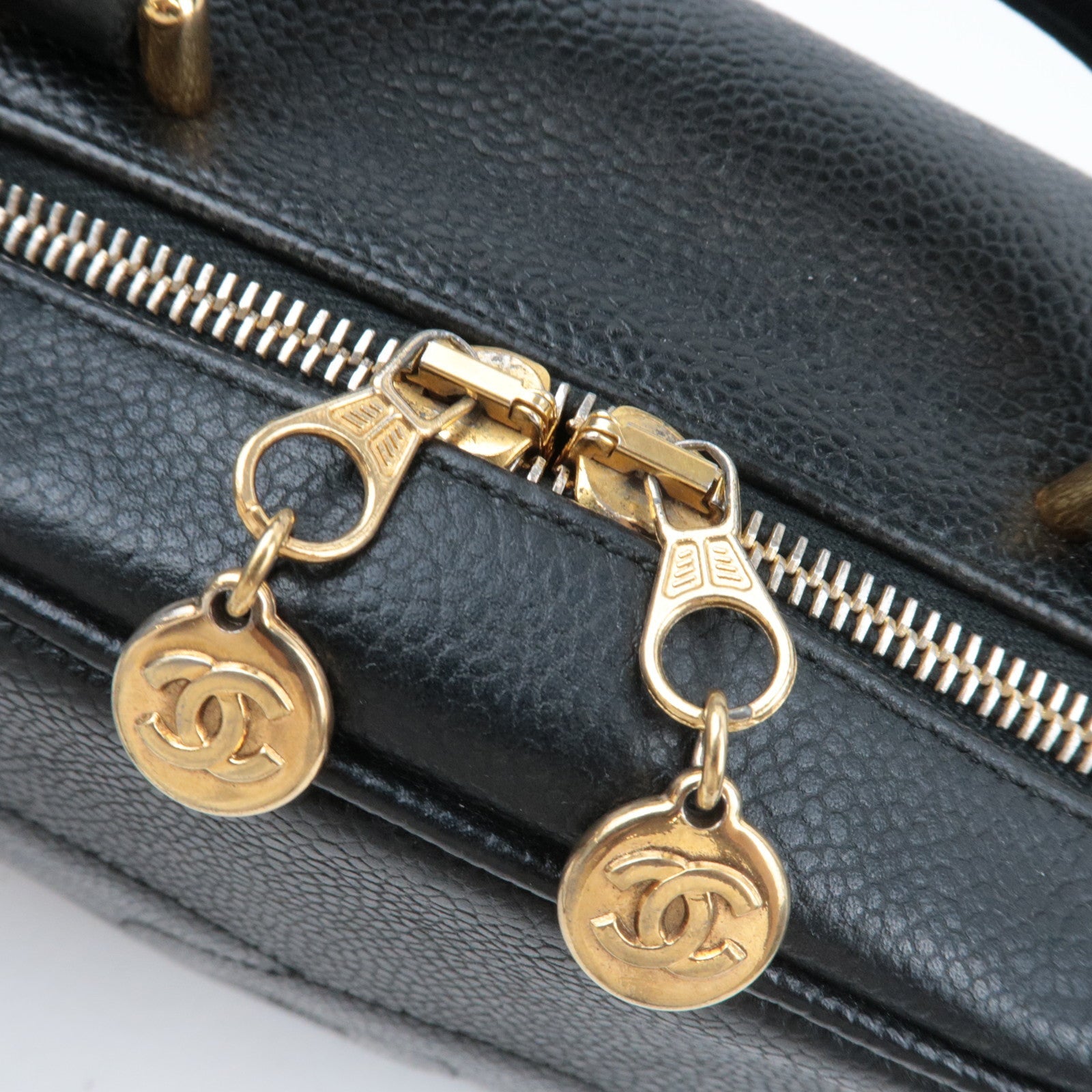CHANEL Cocomark 2Way Vanity Bag Caviarskin Black Gold HDW *Strap