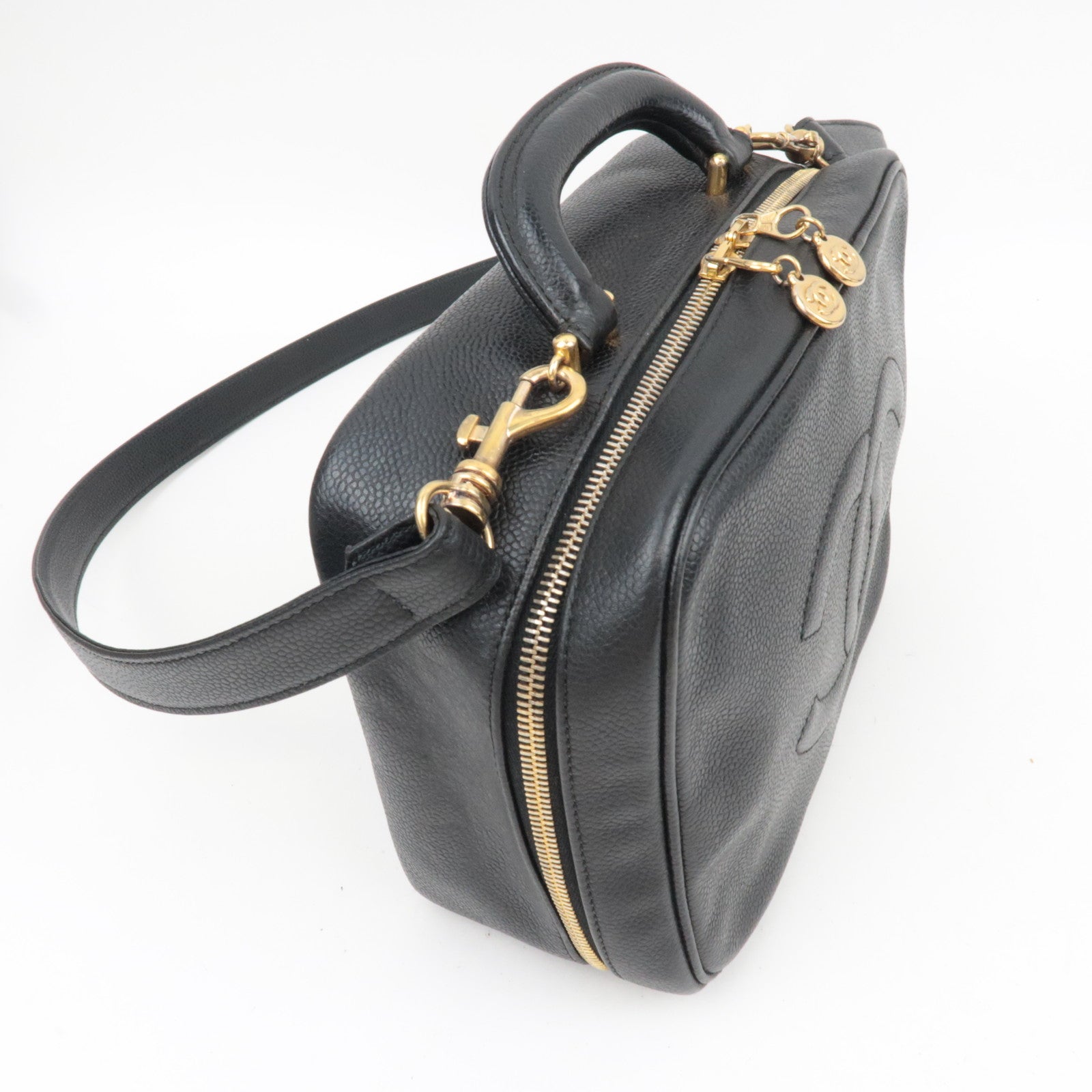 CHANEL Cocomark 2Way Vanity Bag Caviarskin Black Gold HDW *Strap