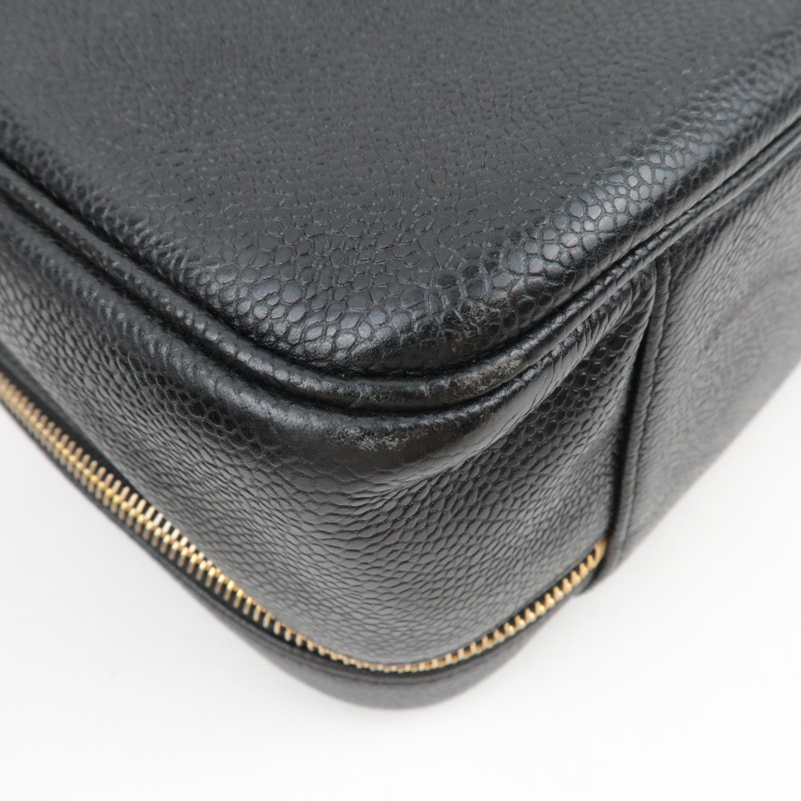 CHANEL Cocomark 2Way Vanity Bag Caviarskin Black Gold HDW *Strap