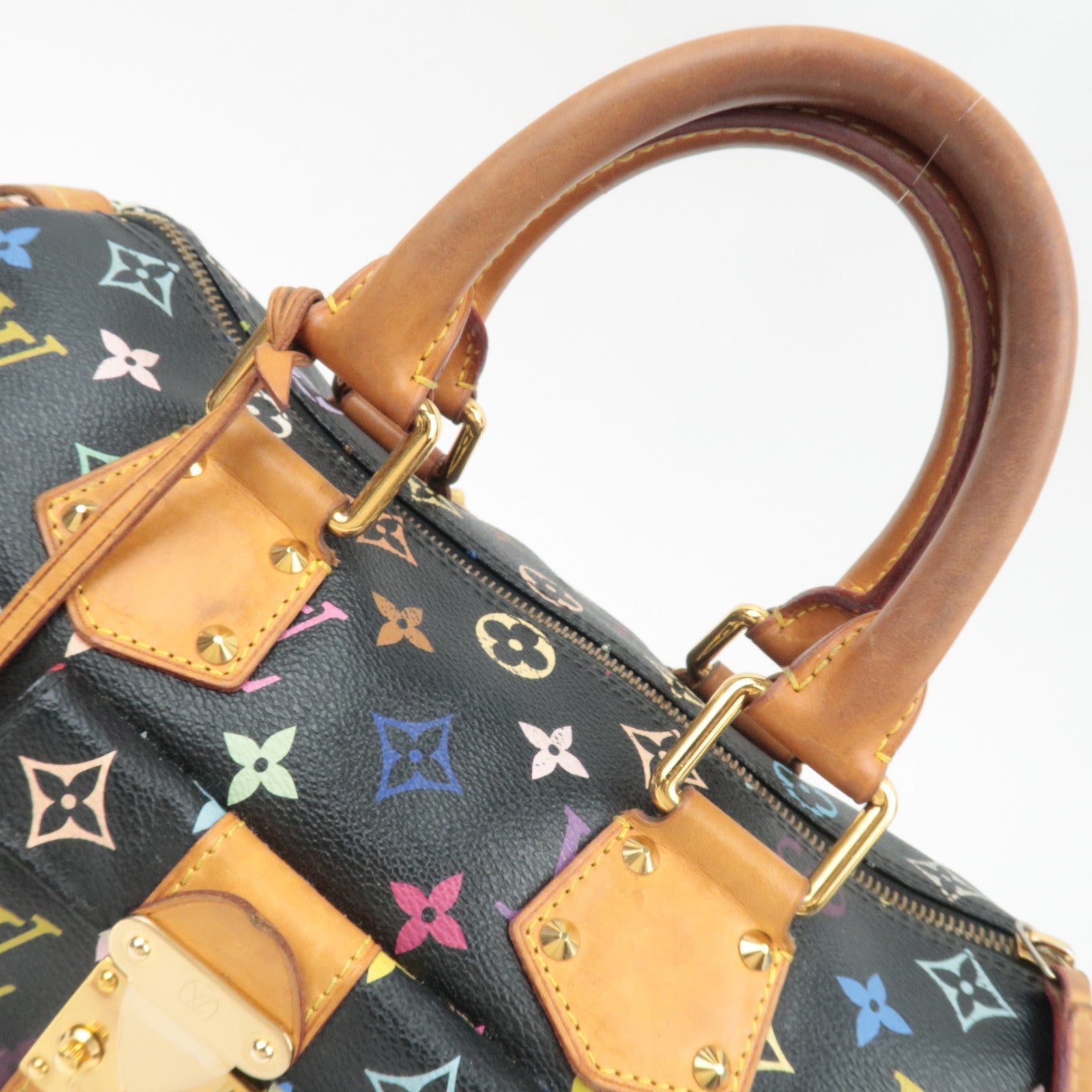 Louis Vuitton Monogram Multicolor Speedy 30 Handbag Noir M92642 SP0192 *Clochette, Key