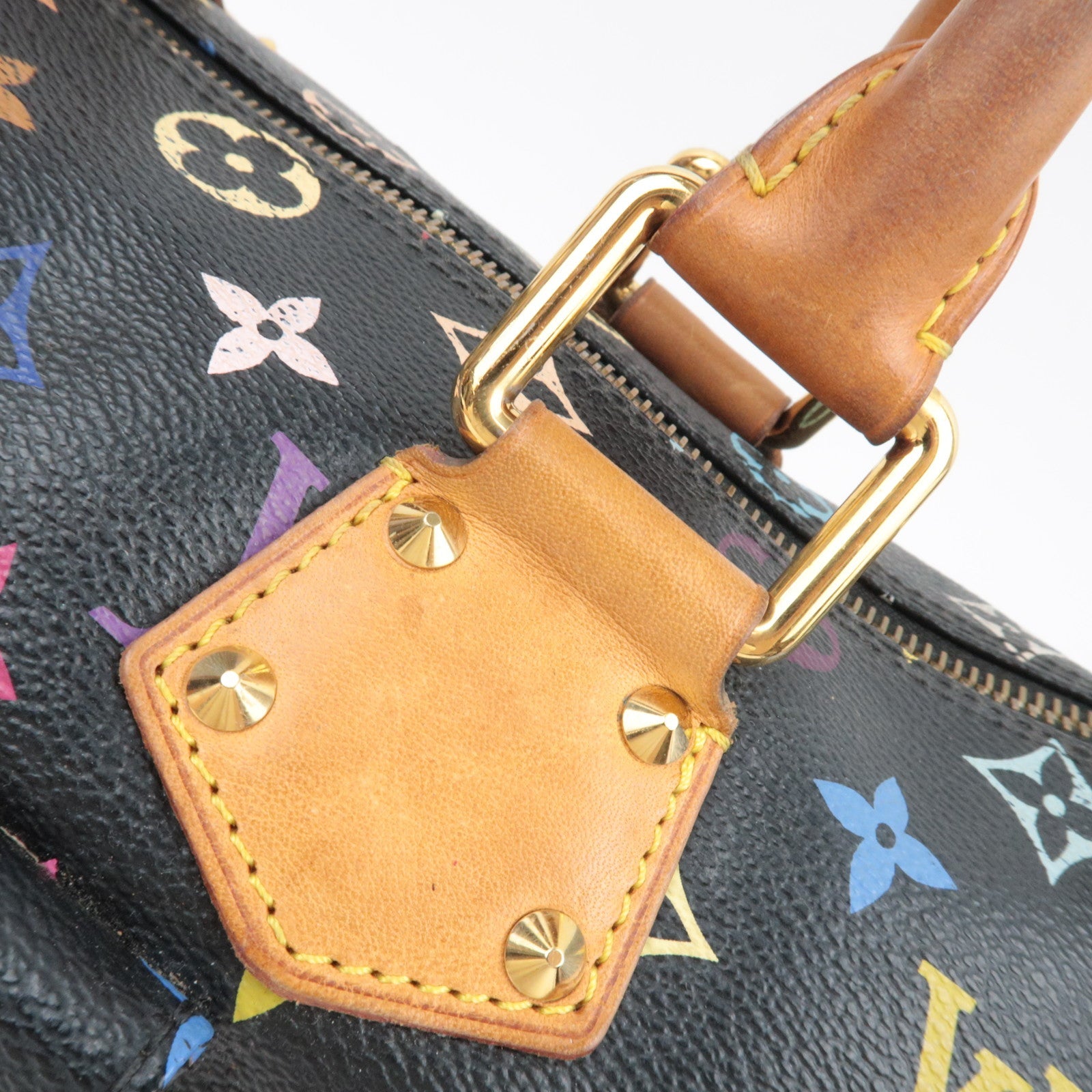 Louis Vuitton Monogram Multicolor Speedy 30 Handbag Noir M92642 SP0192 *Clochette, Key