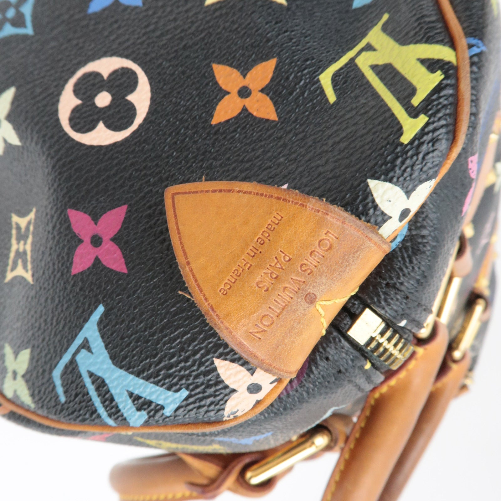 Louis Vuitton Monogram Multicolor Speedy 30 Handbag Noir M92642 SP0192 *Clochette, Key