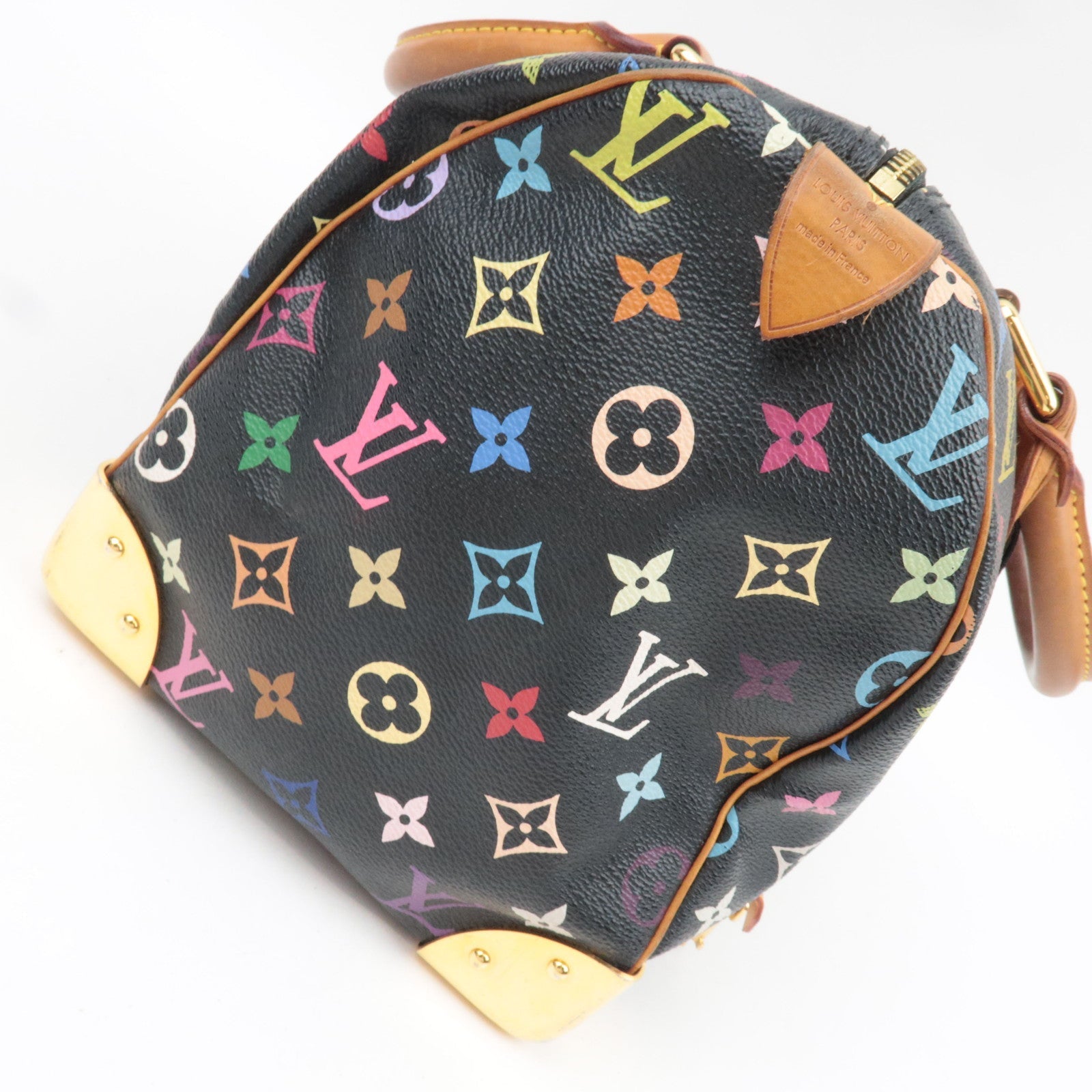 Louis Vuitton Monogram Multicolor Speedy 30 Handbag Noir M92642 SP0192 *Clochette, Key