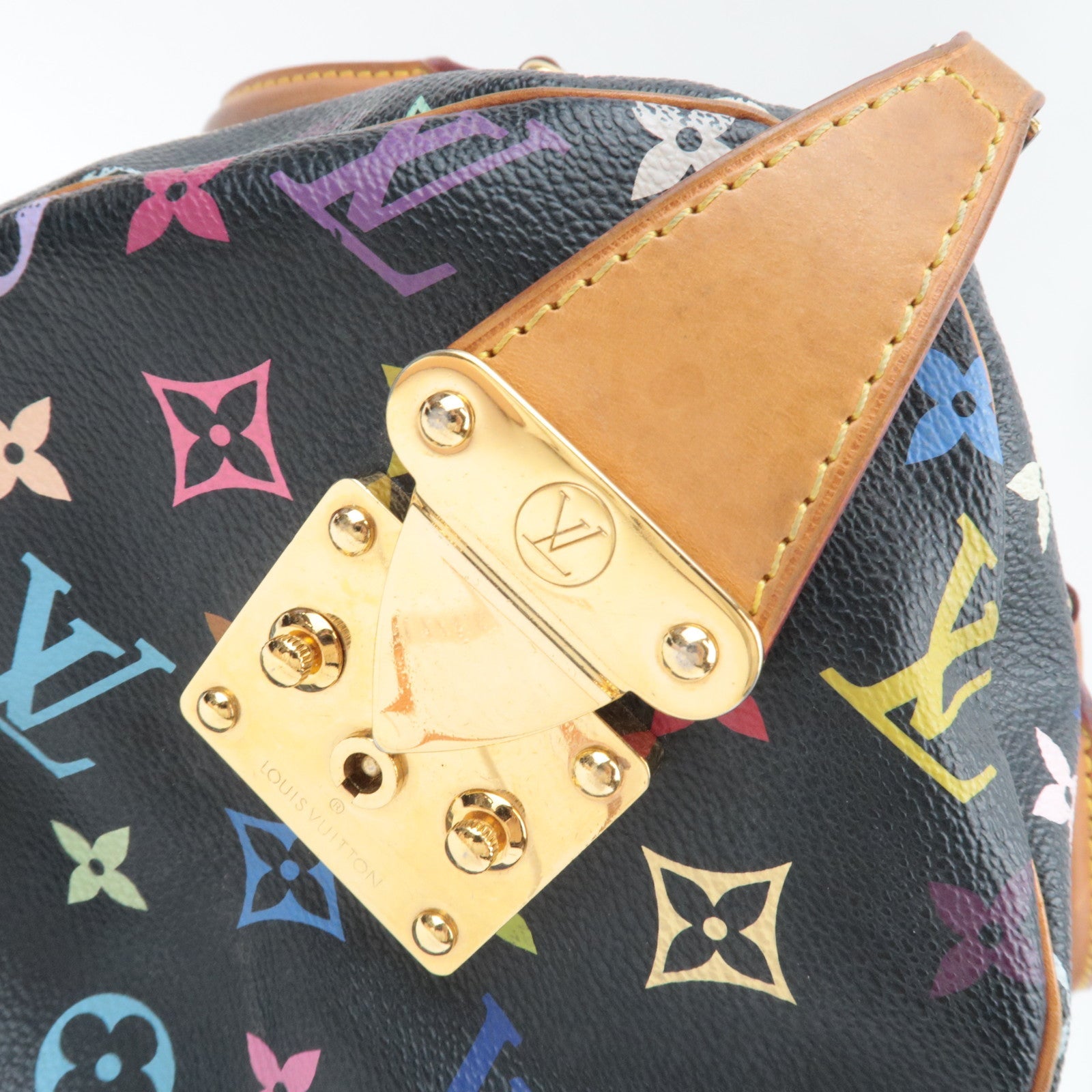 Louis Vuitton Monogram Multicolor Speedy 30 Handbag Noir M92642 SP0192 *Clochette, Key