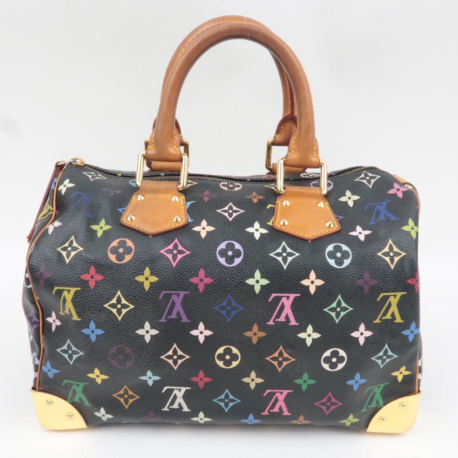 Louis Vuitton Monogram Multicolor Speedy 30 Handbag Noir M92642 SP0192 *Clochette, Key