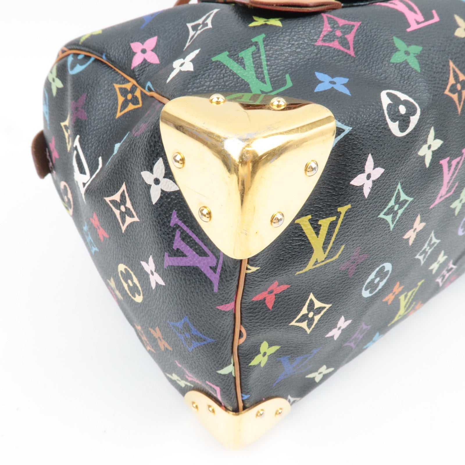 Louis Vuitton Monogram Multicolor Speedy 30 Handbag Noir M92642 SP0192 *Clochette, Key