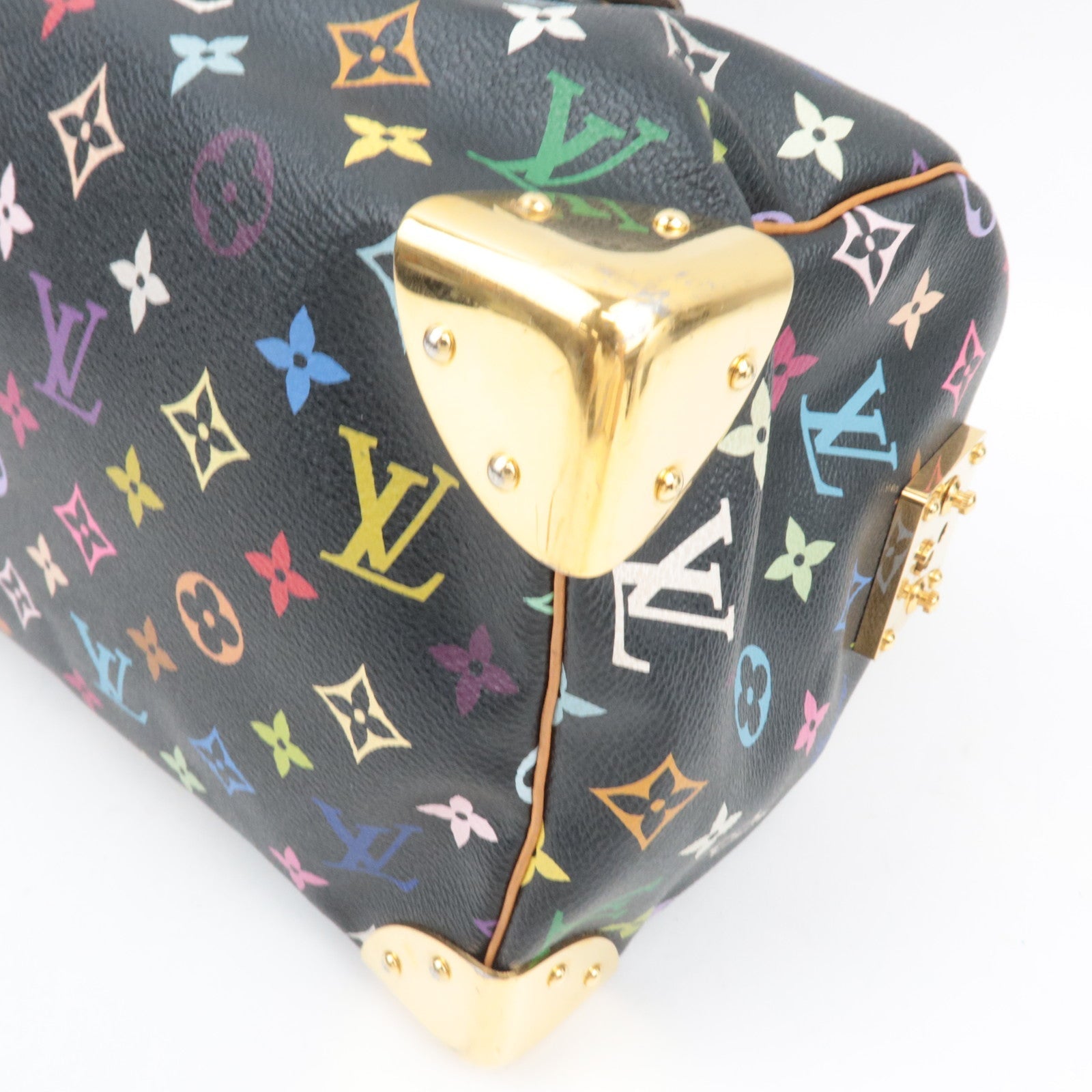 Louis Vuitton Monogram Multicolor Speedy 30 Handbag Noir M92642 SP0192 *Clochette, Key