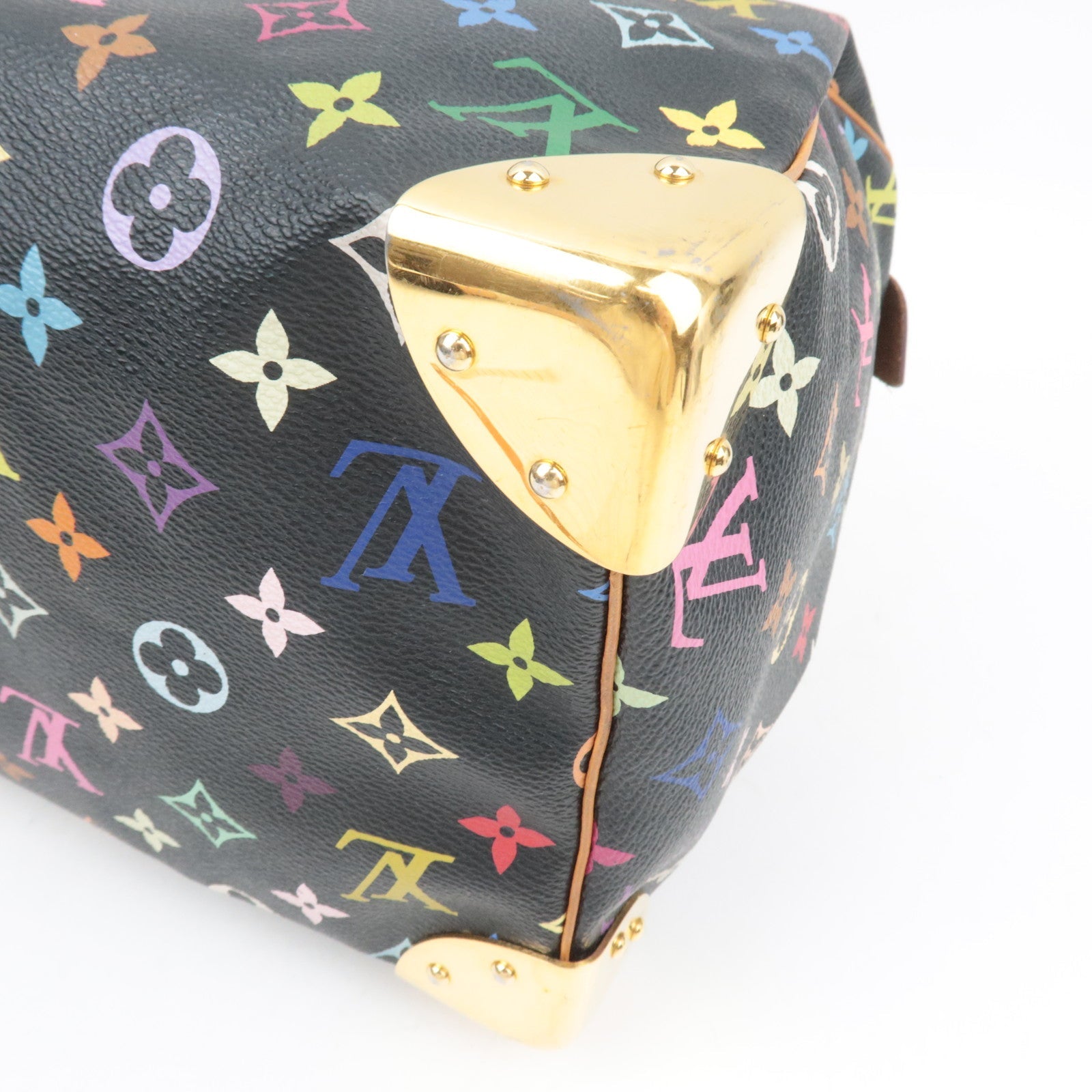 Louis Vuitton Monogram Multicolor Speedy 30 Handbag Noir M92642 SP0192 *Clochette, Key