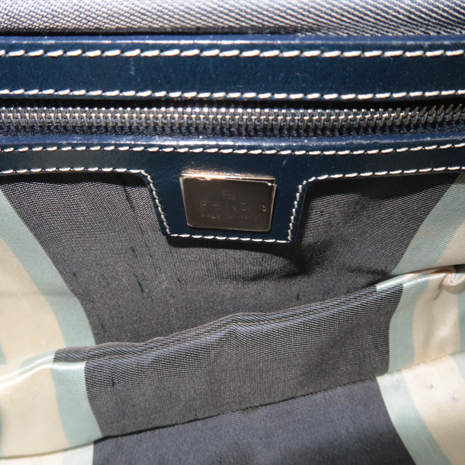 FENDI Canvas Shoulder Bag Navy *Dust bag