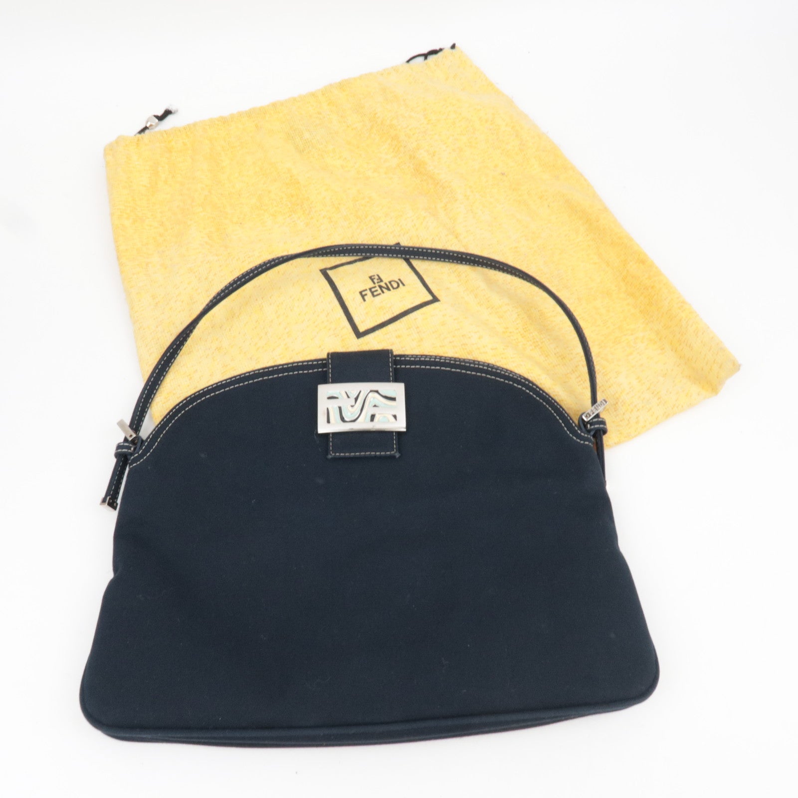 FENDI Canvas Shoulder Bag Navy *Dust bag