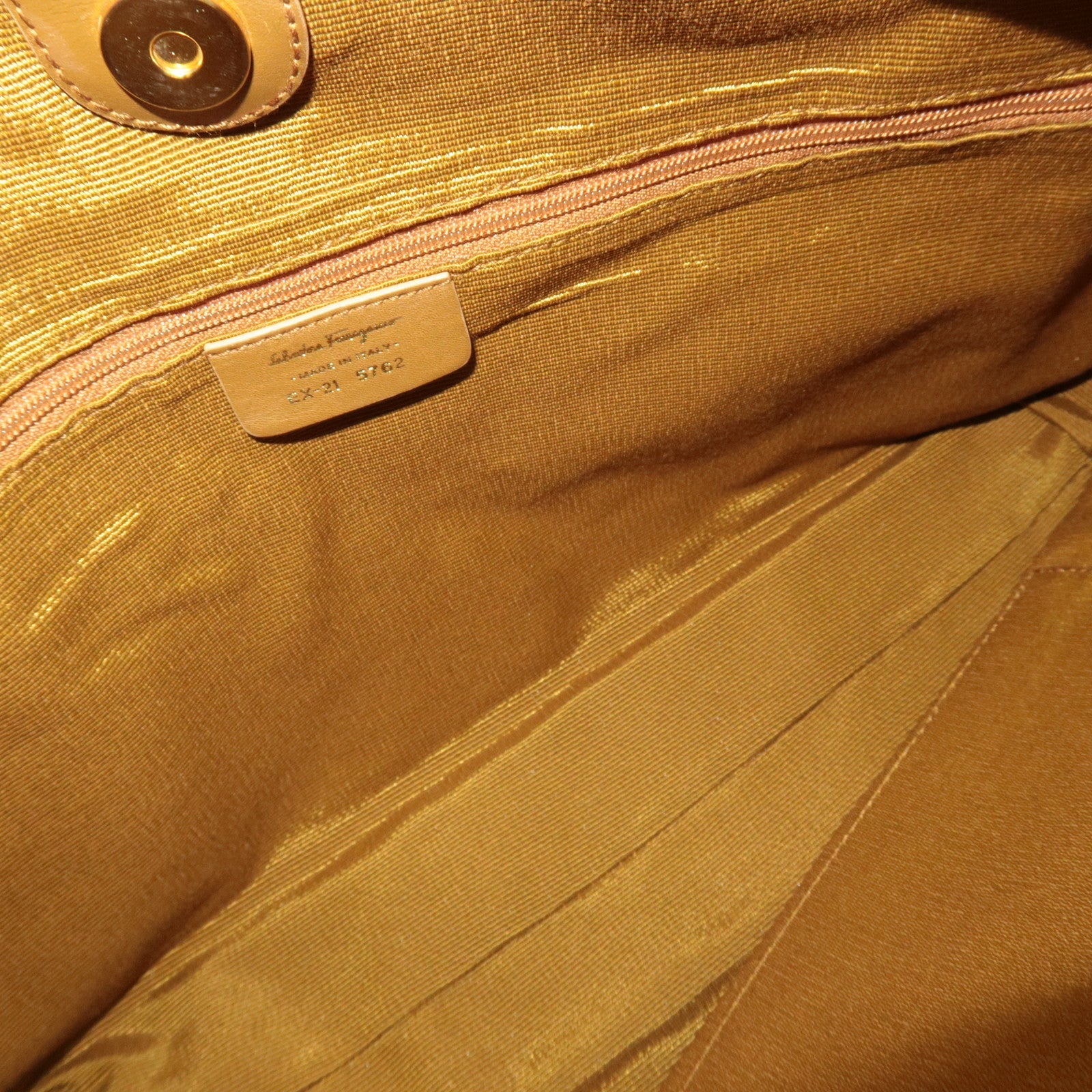 Ferragamo Gancini One-Shoulder Bag Canvas Leather Light Blue Beige *Dust bag