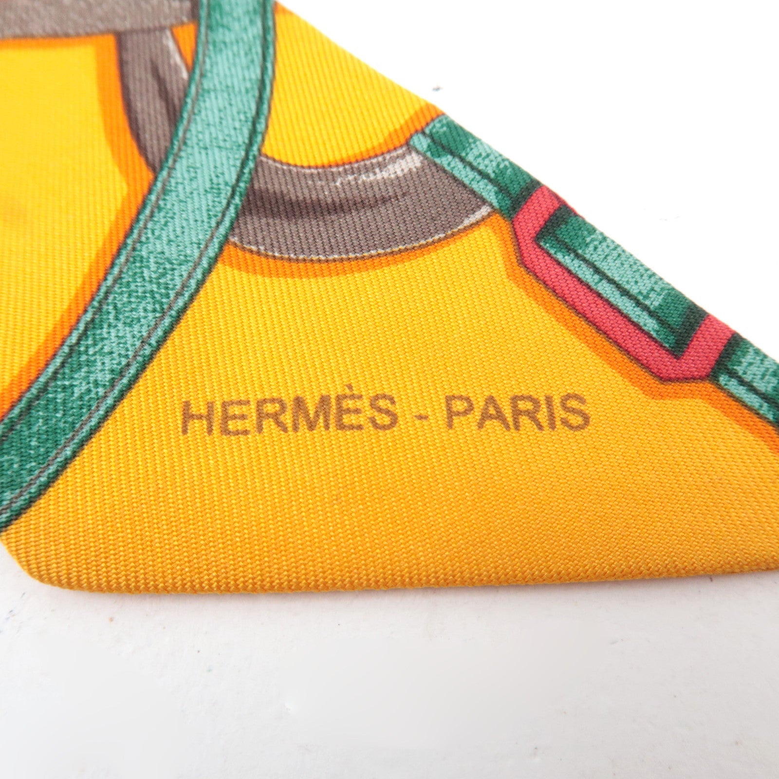 HERMES Twilly Scarf Belt & Ribbon Print 100% Silk Orange *Box