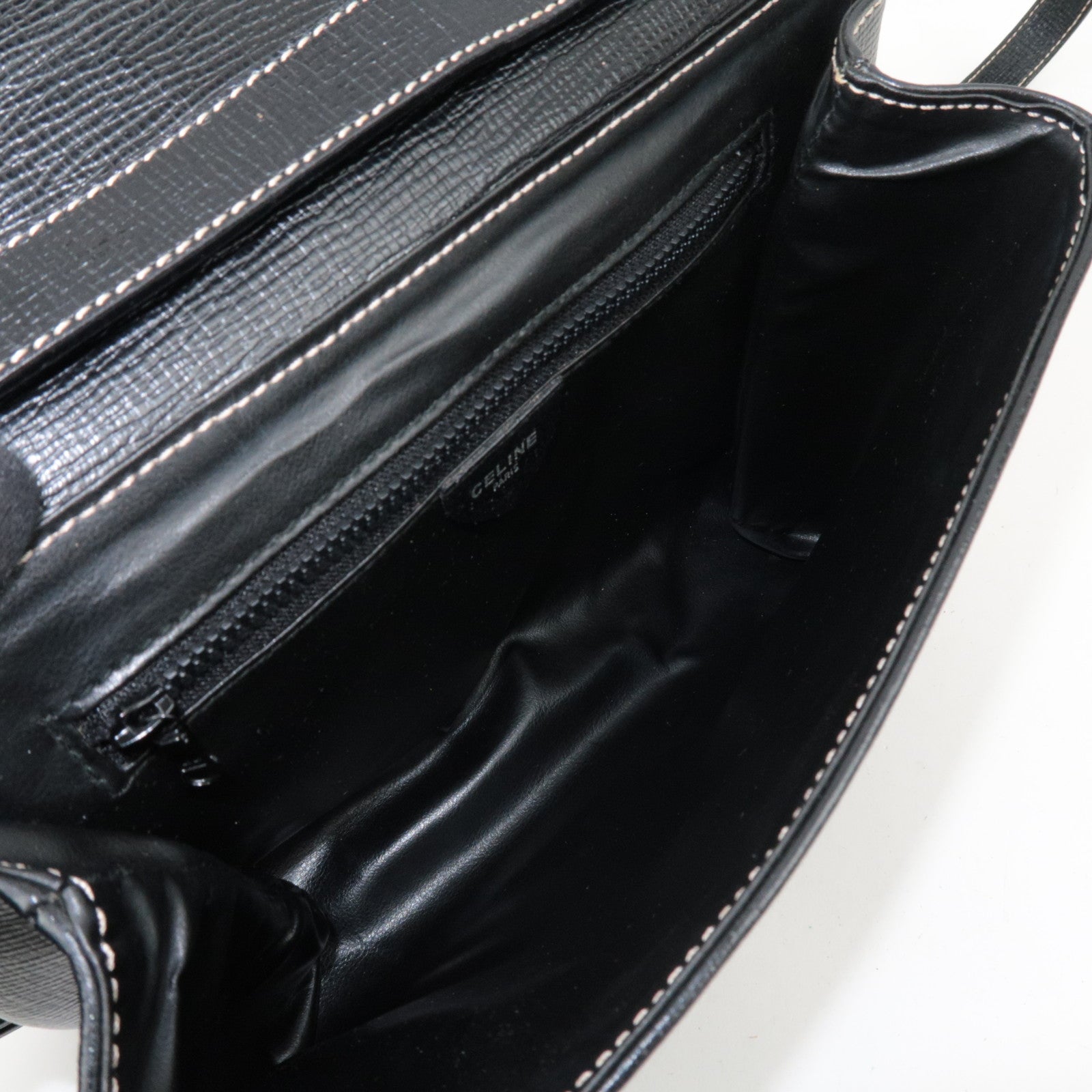 CELINE Shoulder Bag Leather Black