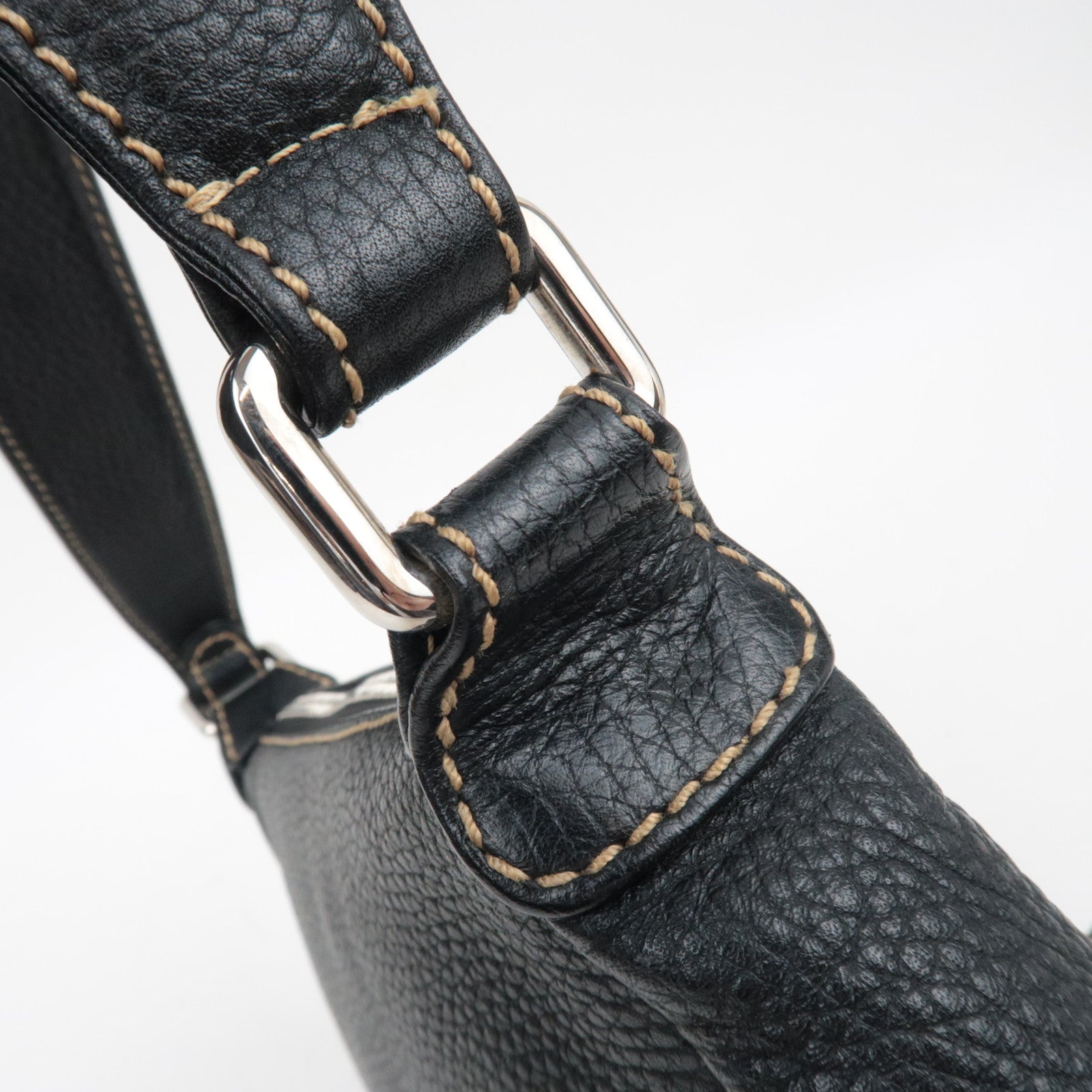 CHANEL Logo Leather Shoulder Bag Black 7741595 *G card