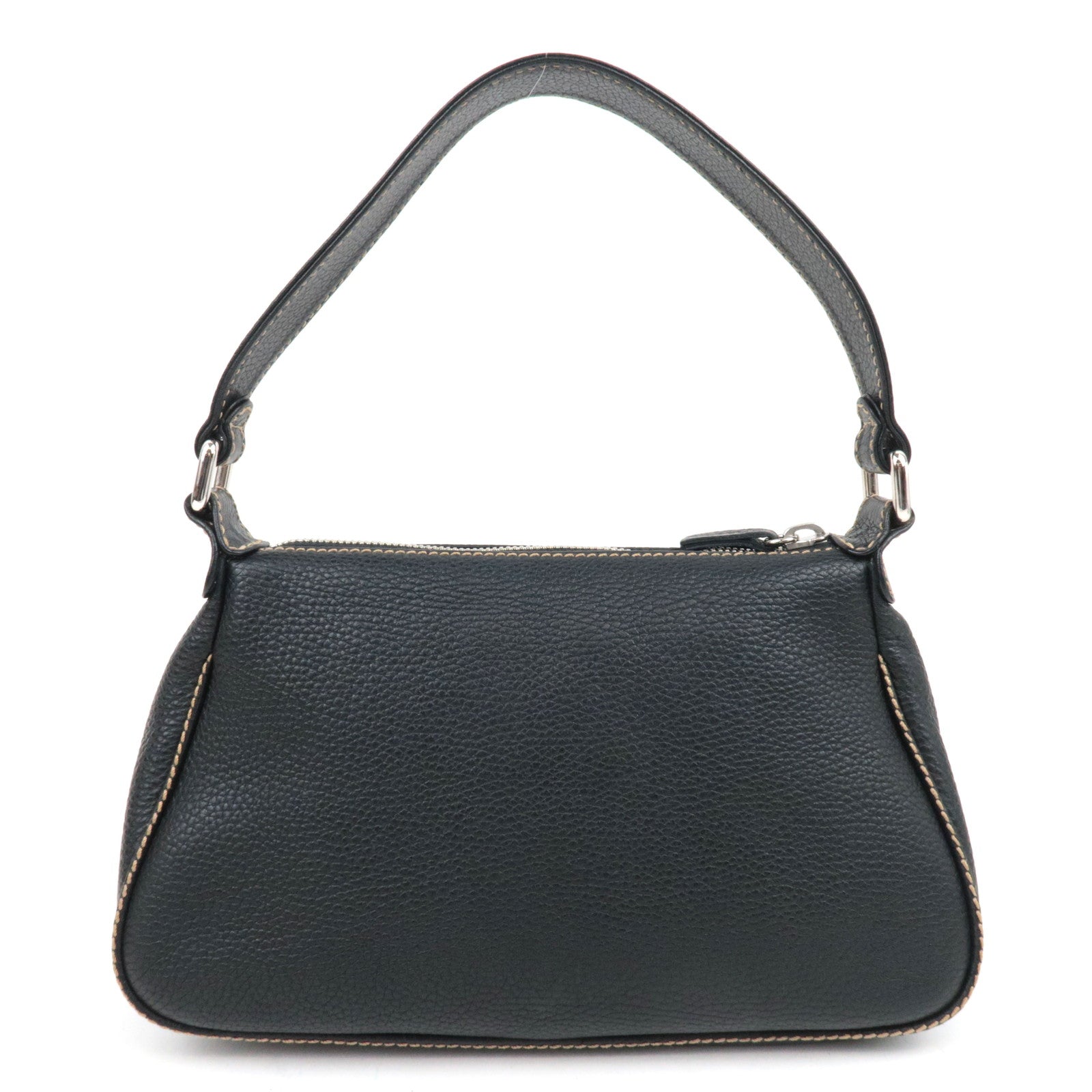 CHANEL Logo Leather Shoulder Bag Black 7741595 *G card