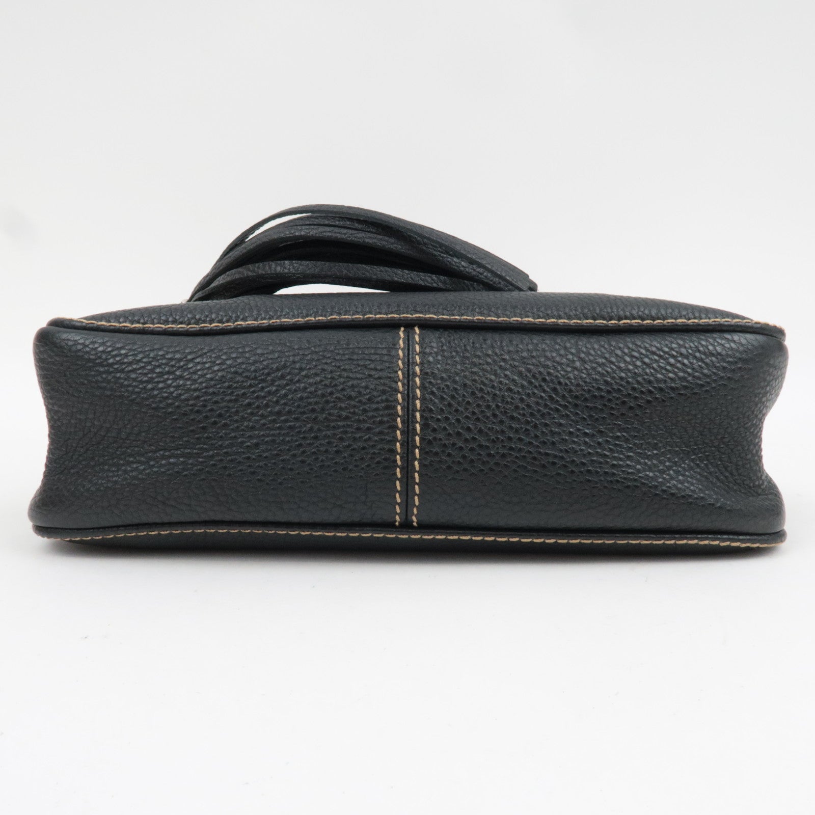 CHANEL Logo Leather Shoulder Bag Black 7741595 *G card