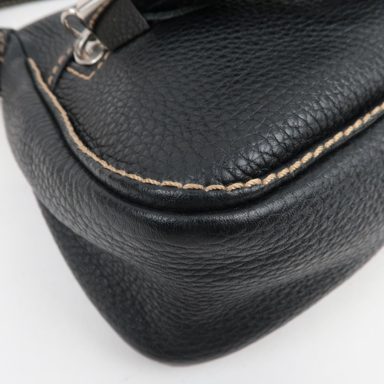 CHANEL Logo Leather Shoulder Bag Black 7741595 *G card